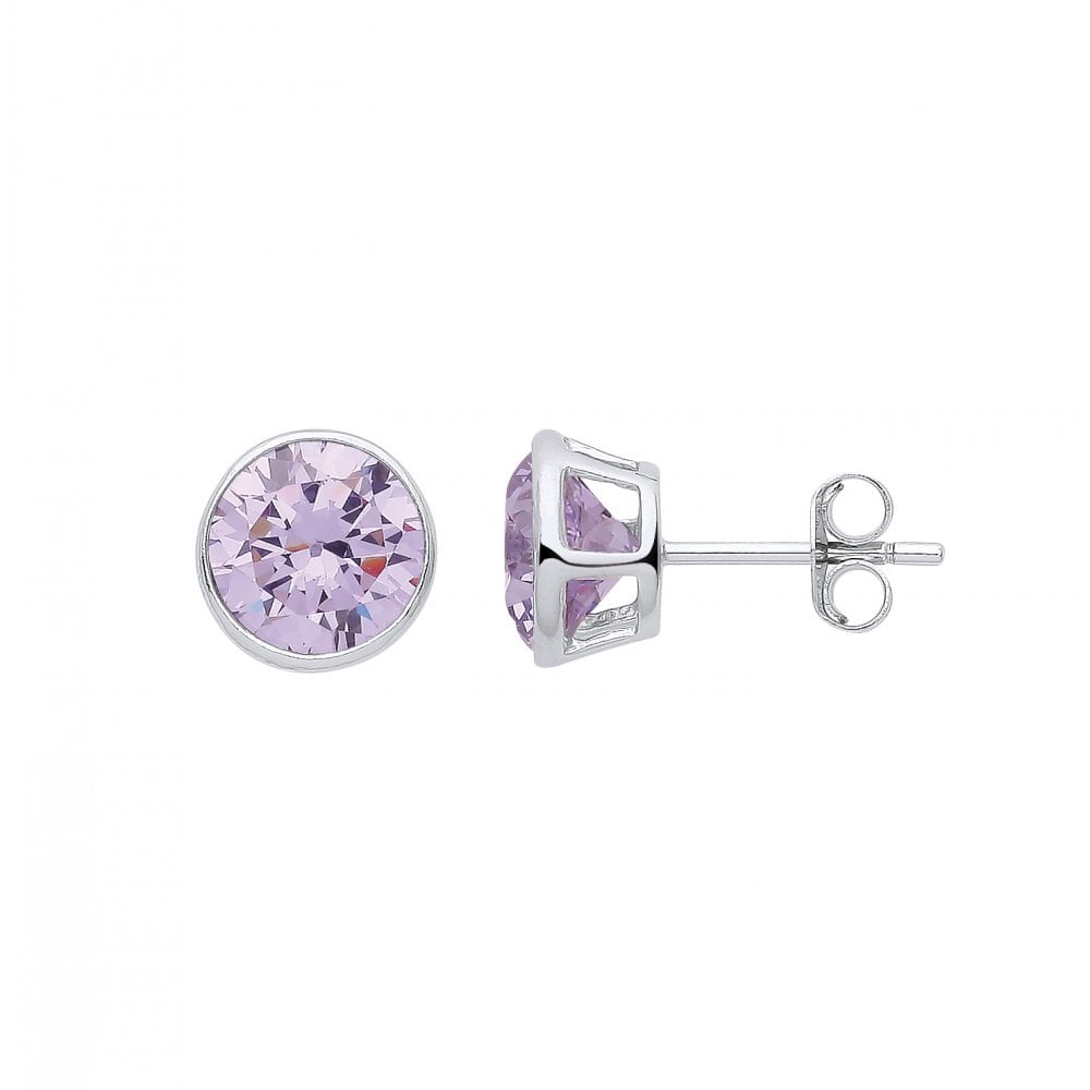 Silver June Violet Birthstone 5mm Stud Earring