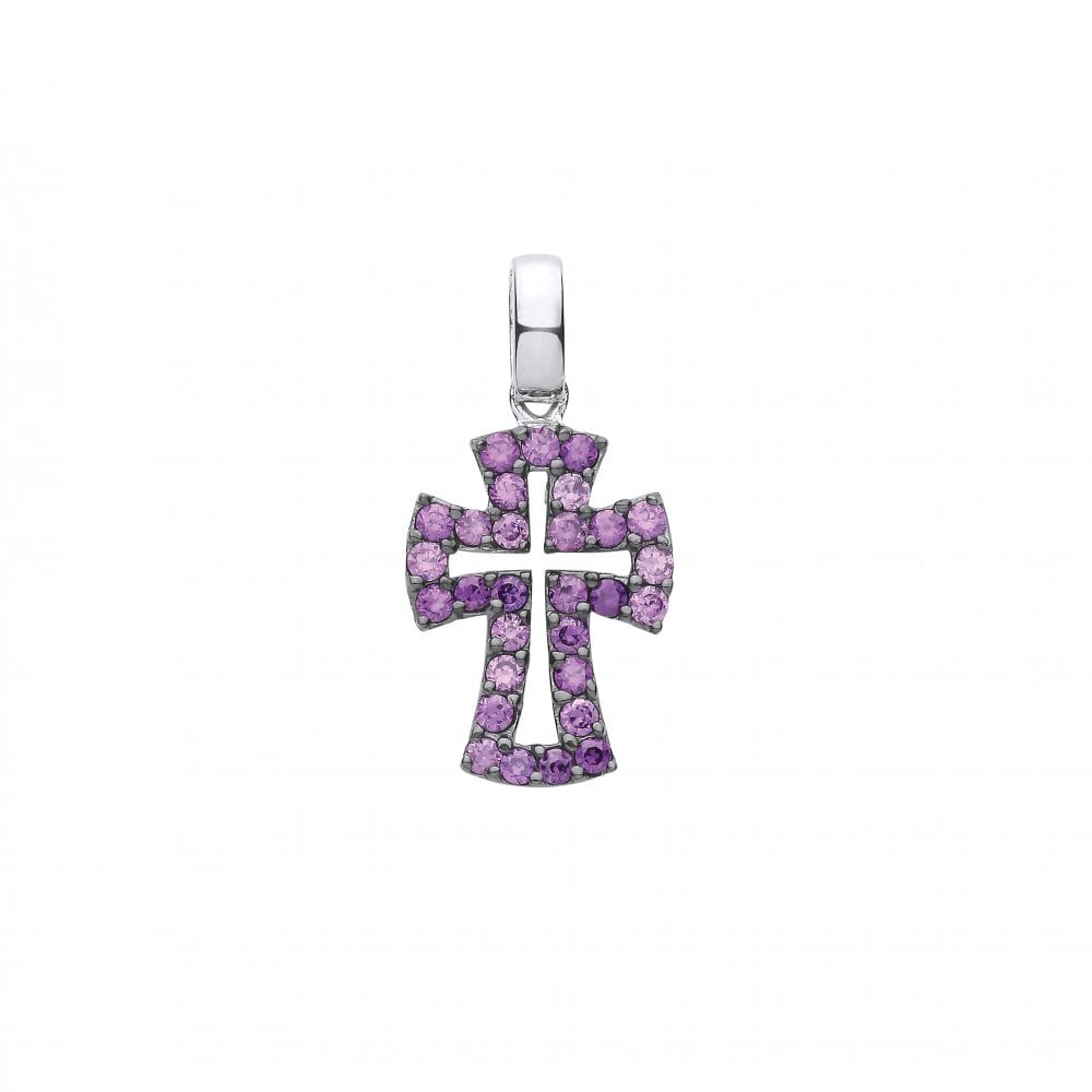 Silver Amethyst Fancy Cross Pendant