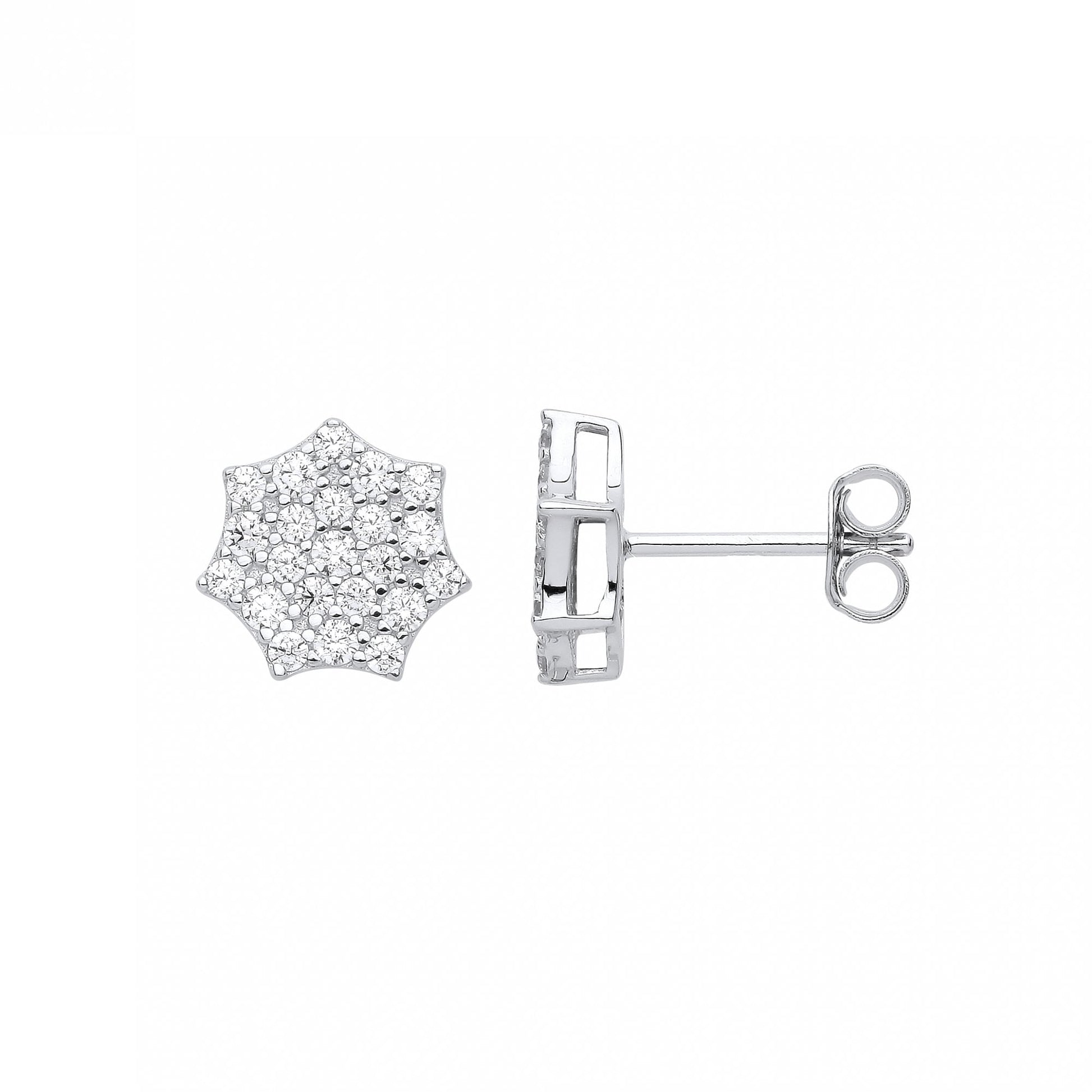 Silver CZ Cluster Stud Earrings