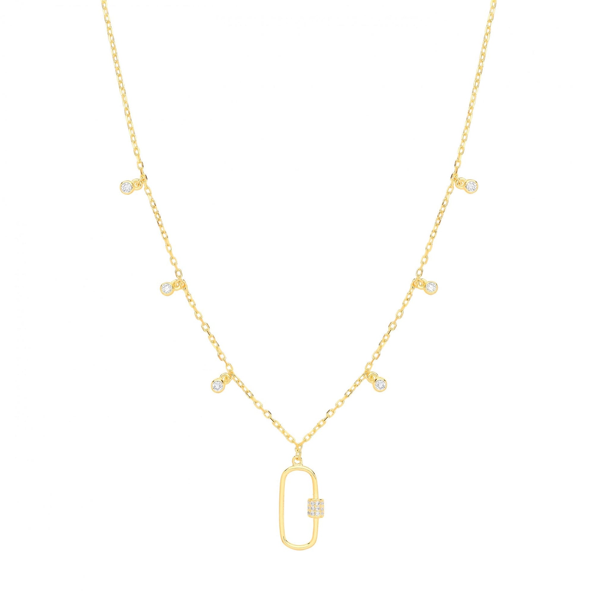 Gold Plated CZ Fancy Pendant Necklace (+ Ext)