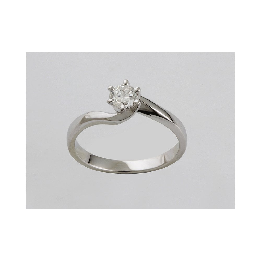 Handmade 18ct White Gold Diamond Solitaire Ring 0.34ct