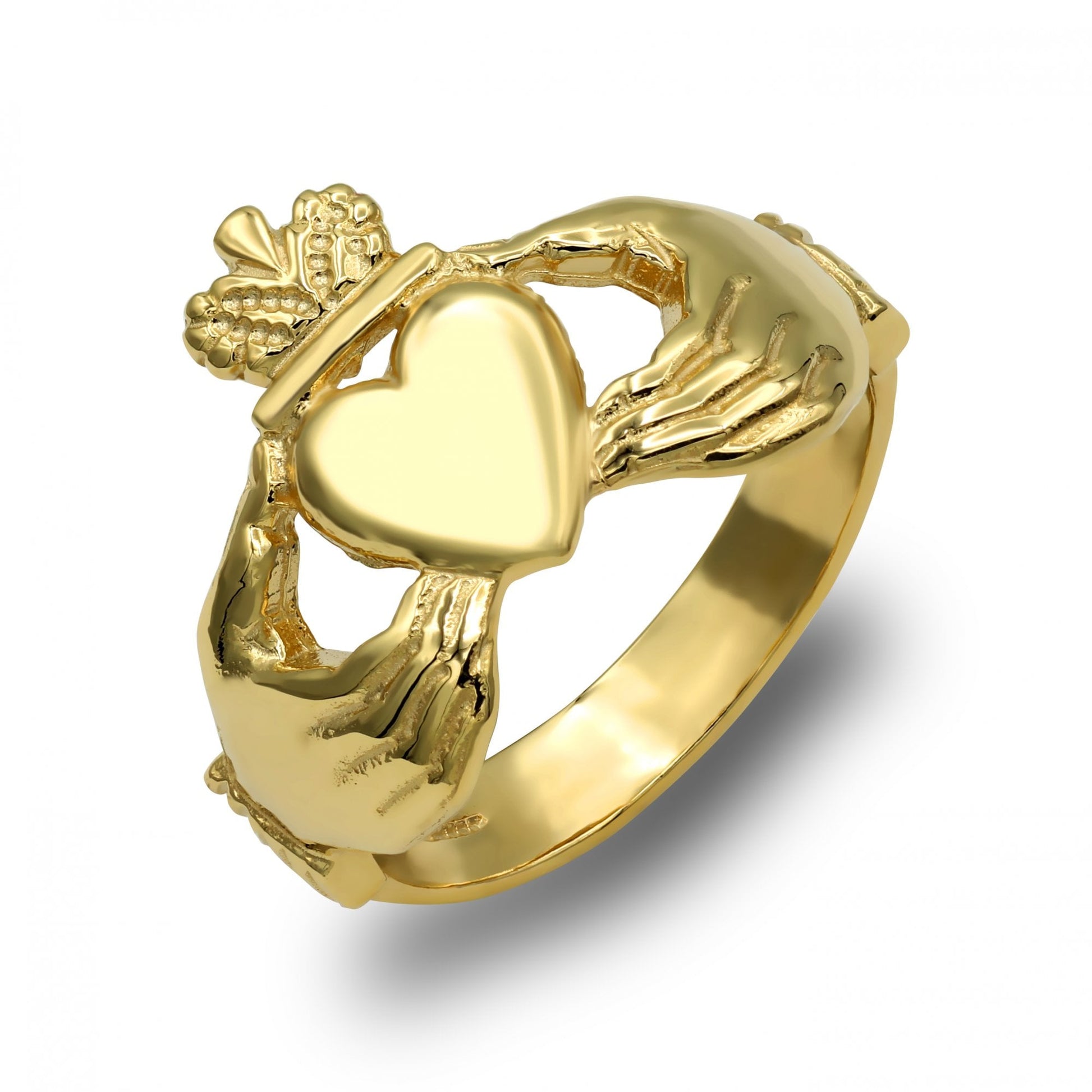 Men's Solid 9ct Yellow Gold Claddagh (Chladaigh) Ring