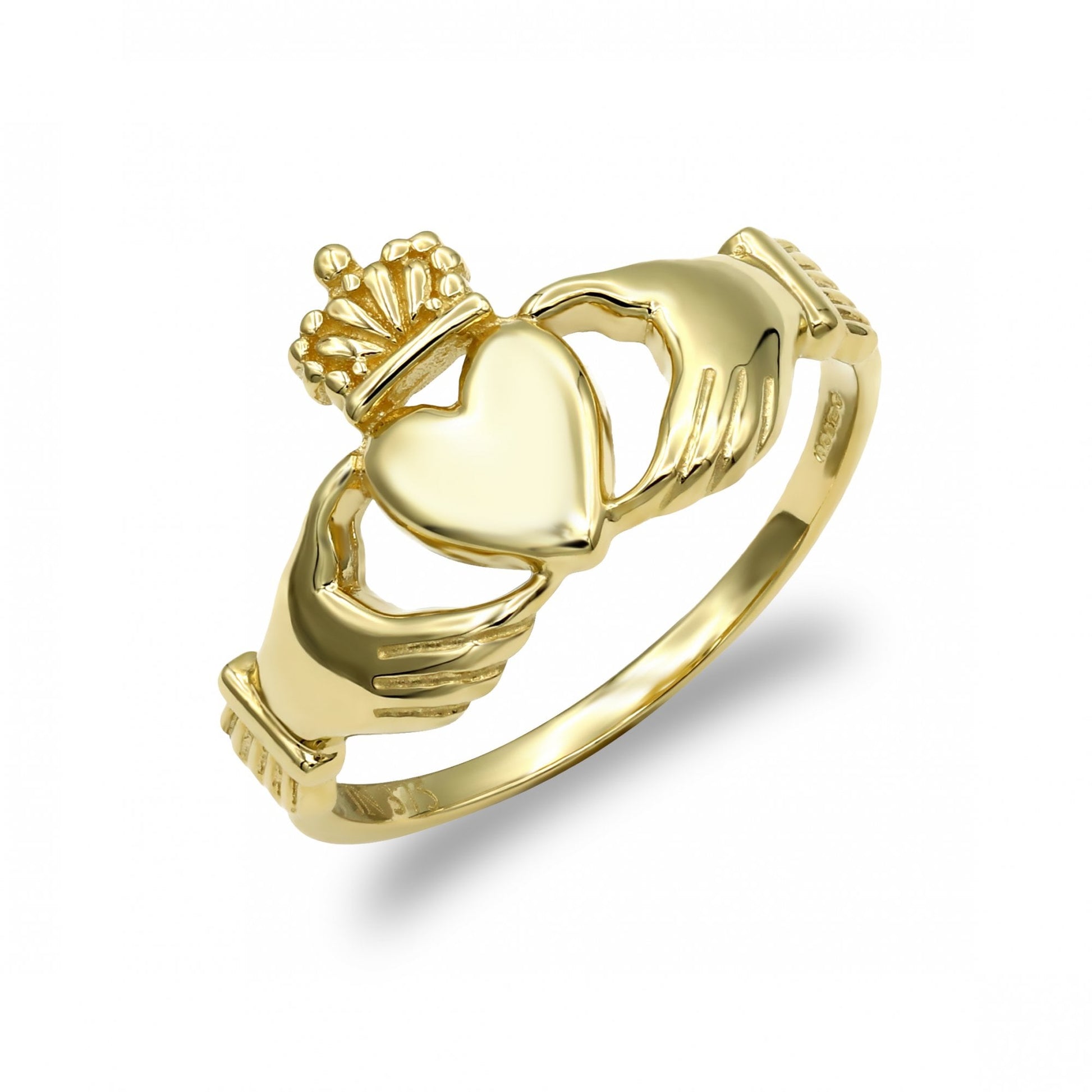 Solid 9ct Yellow Gold Claddagh (Chladaigh) Ring