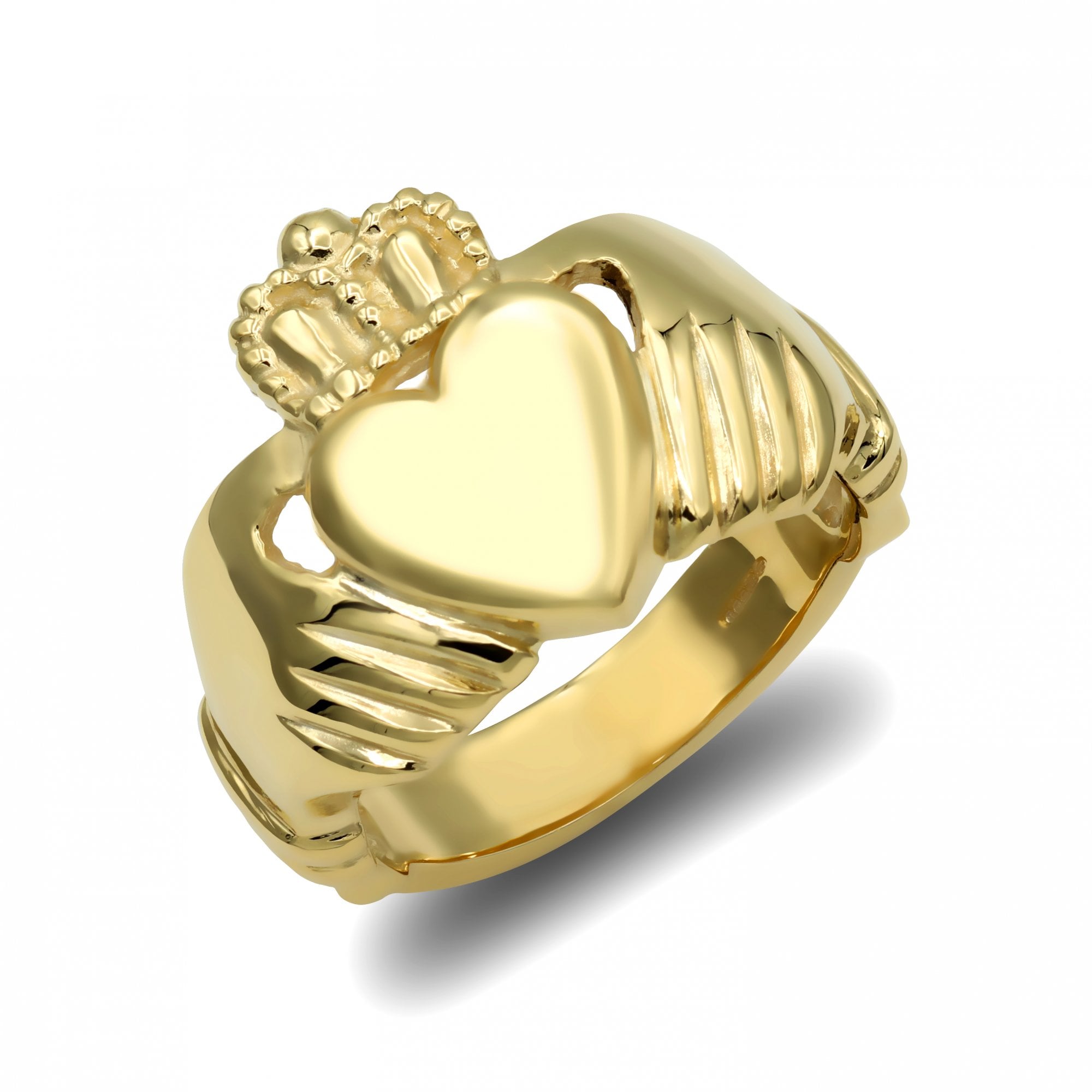 Men's Solid 9ct Yellow Gold Claddagh (Chladaigh) Ring