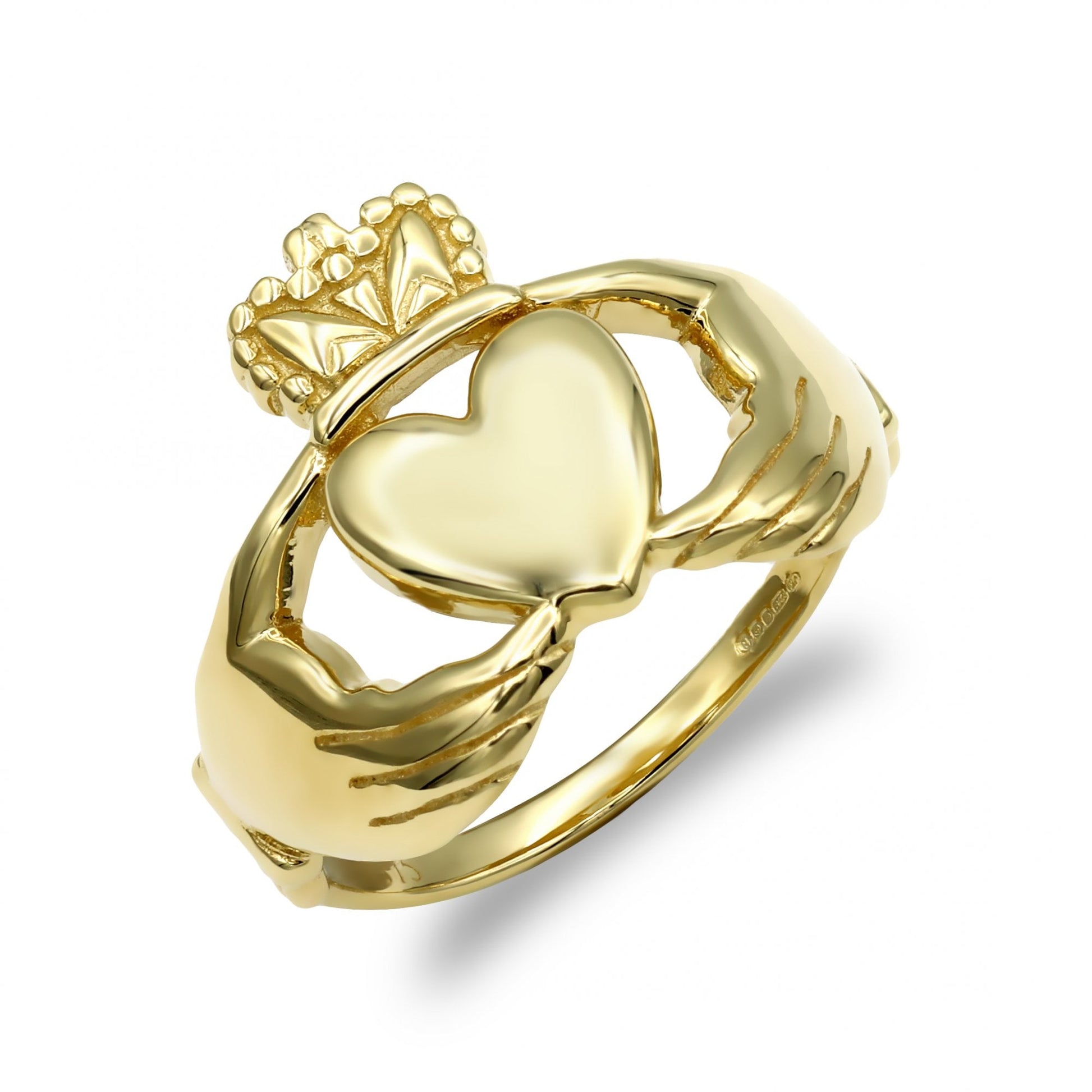 Men's Solid 9ct Yellow Gold Claddagh (Chladaigh) Ring