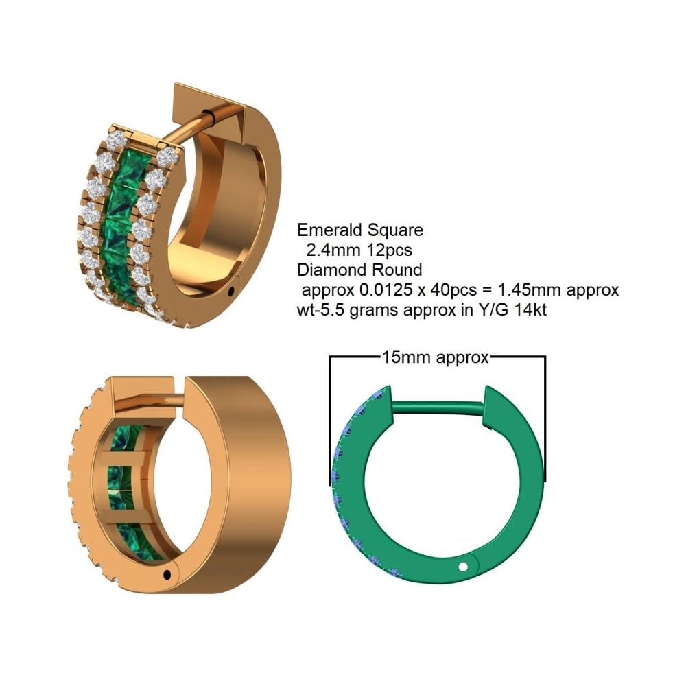 Bespoke Emerald and Diamond Hoop Earrings