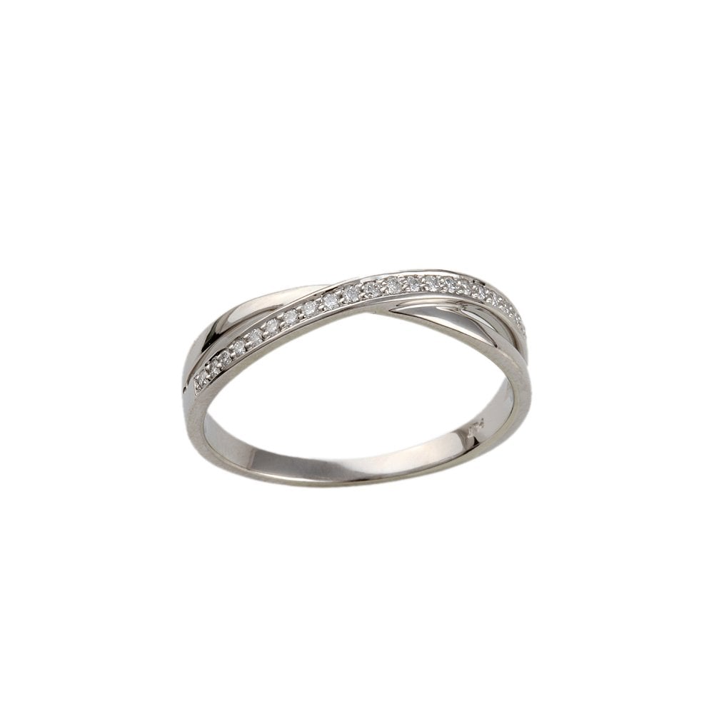 White Gold 0.16ct Round Diamond Crossover Style Half Eternity Ring