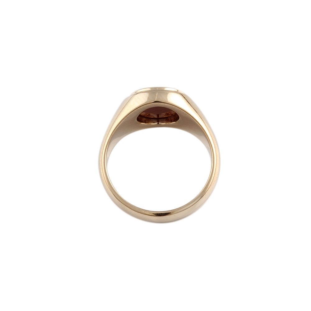 Yellow Gold 2.00ct Oval Blood Stone Set Ring