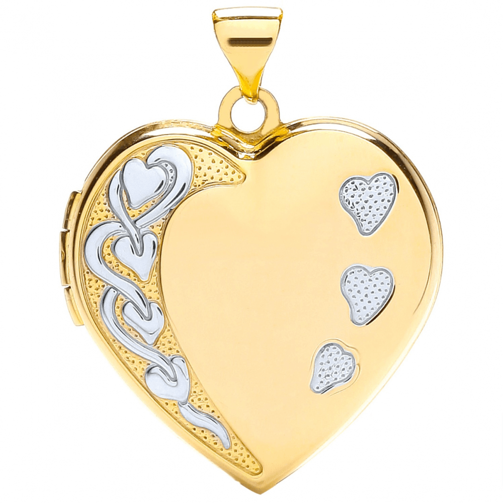 9ct Yellow White Heart Shaped Family Locket