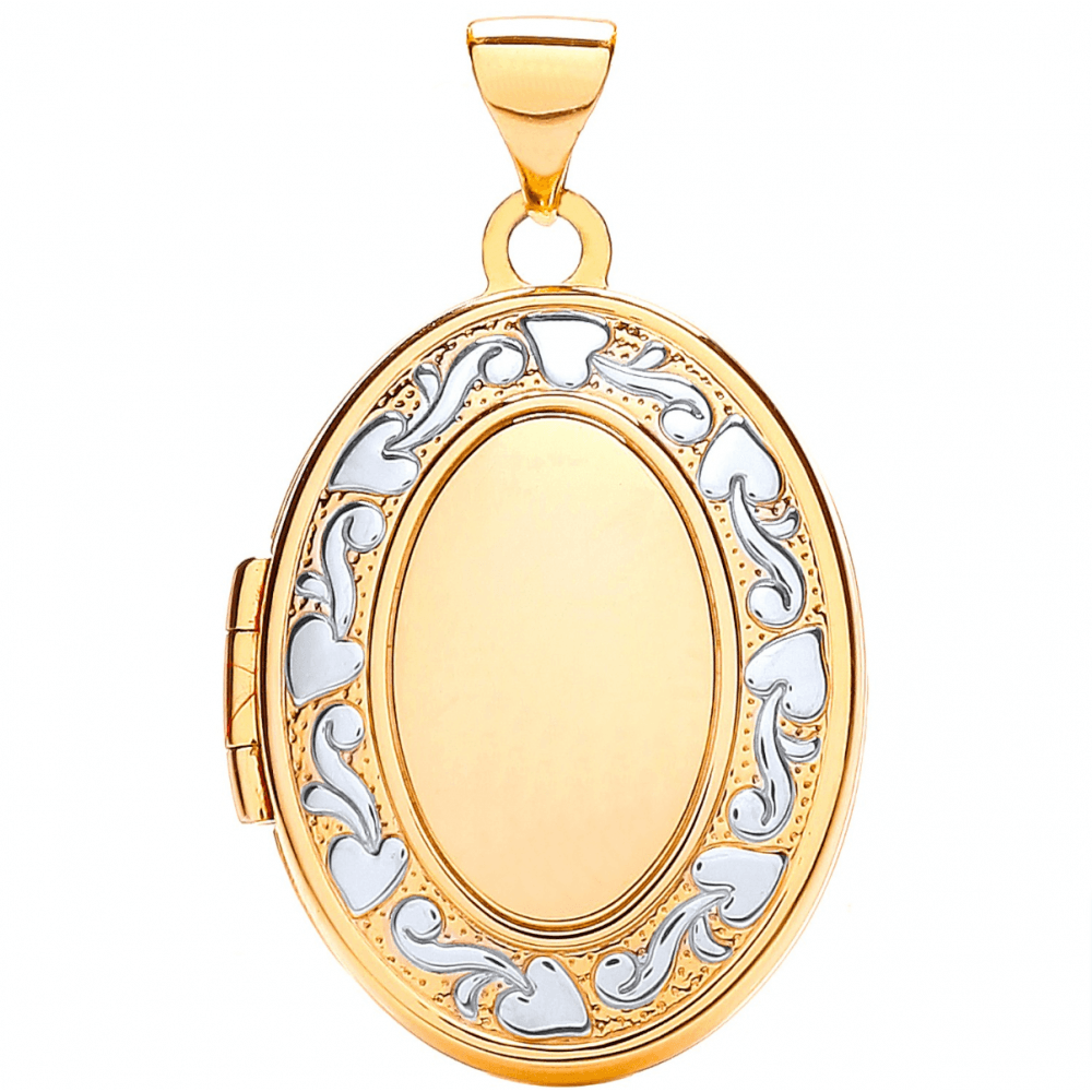 9ct Yellow White Oval Shaped Family Locket