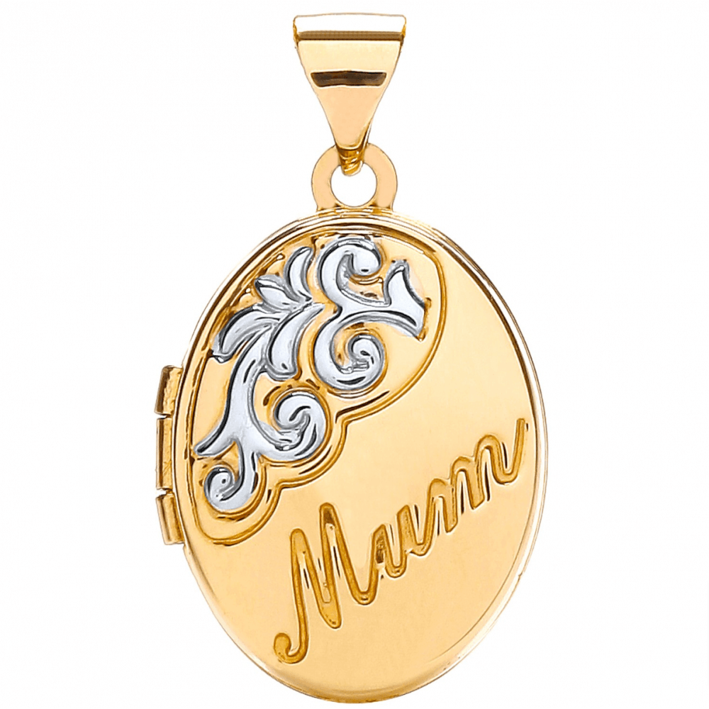 9ct Yellow White Oval Shaped Mum Locket
