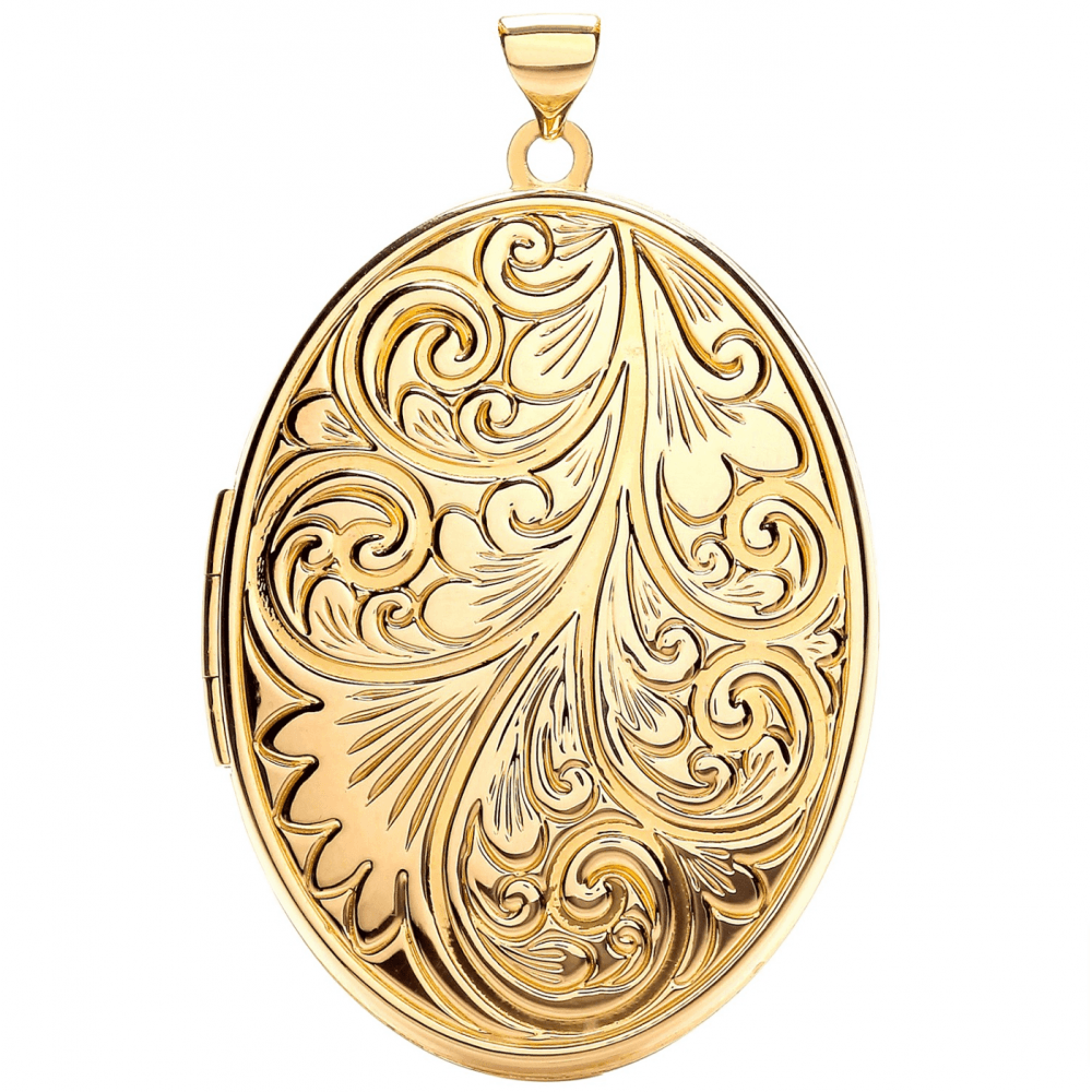 9ct Yellow Gold Oval Locket with Design