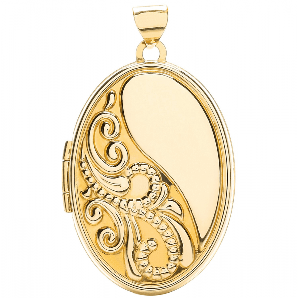 9ct Yellow Gold Oval Locket with Half Design