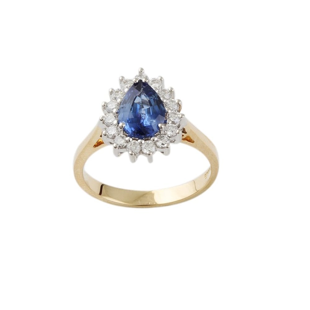 9ct yellow and white gold sapphire and diamond cluster ring