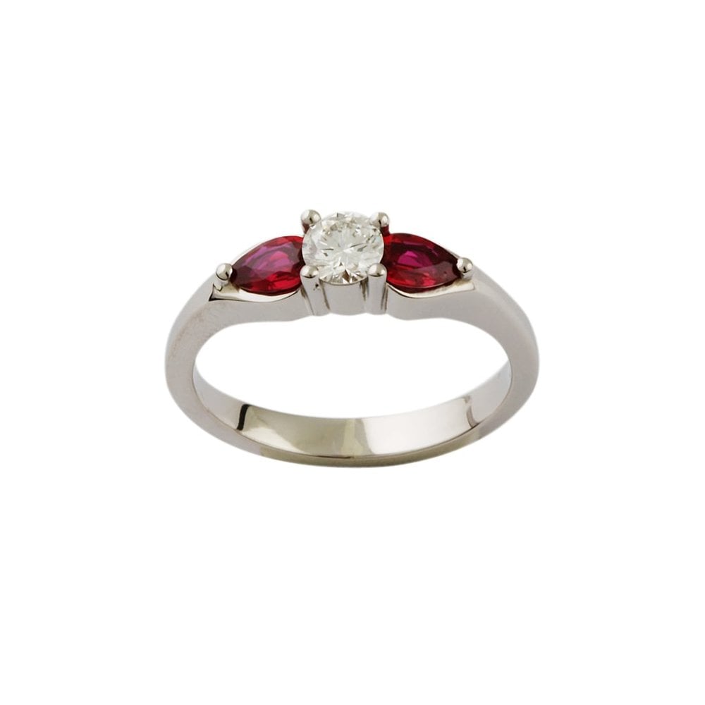 9ct white gold ruby and diamond ring