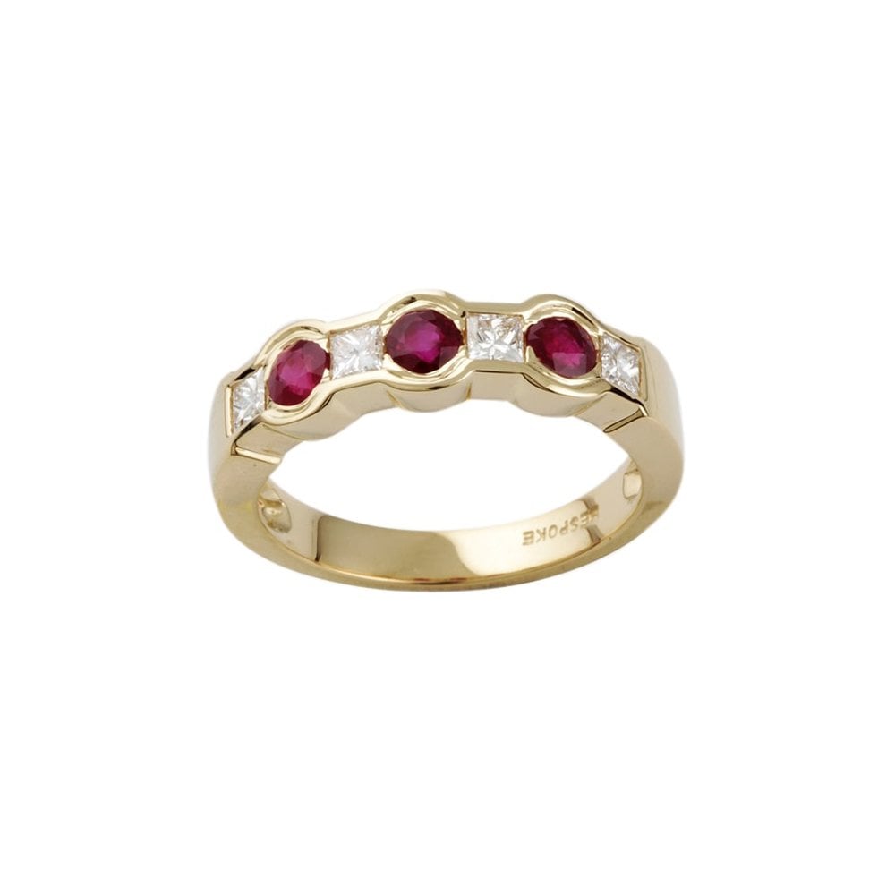 9ct yellow gold ruby and diamond dress ring