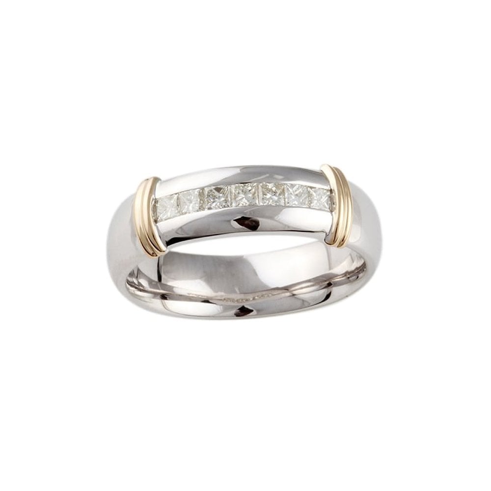 9ct white and yellow gold diamond half eternity ring