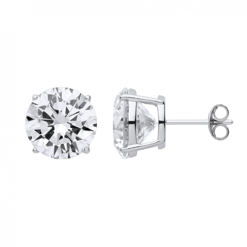11mm Round 925 Sterling Silver Stud Earrings