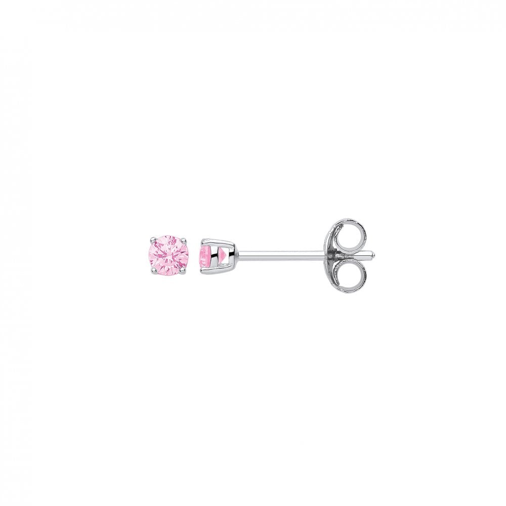 3mm Pink Round 925 Sterling Silver Stud Earrings (Pack of 5)