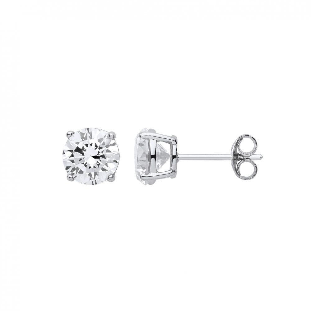 8mm Round 925 Sterling Silver Stud Earrings