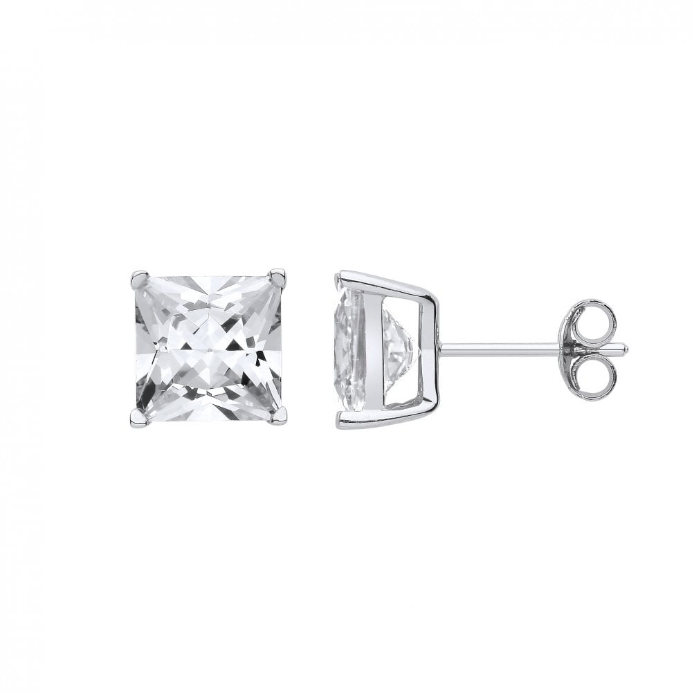 10mm Square 925 Sterling Silver Stud Earrings