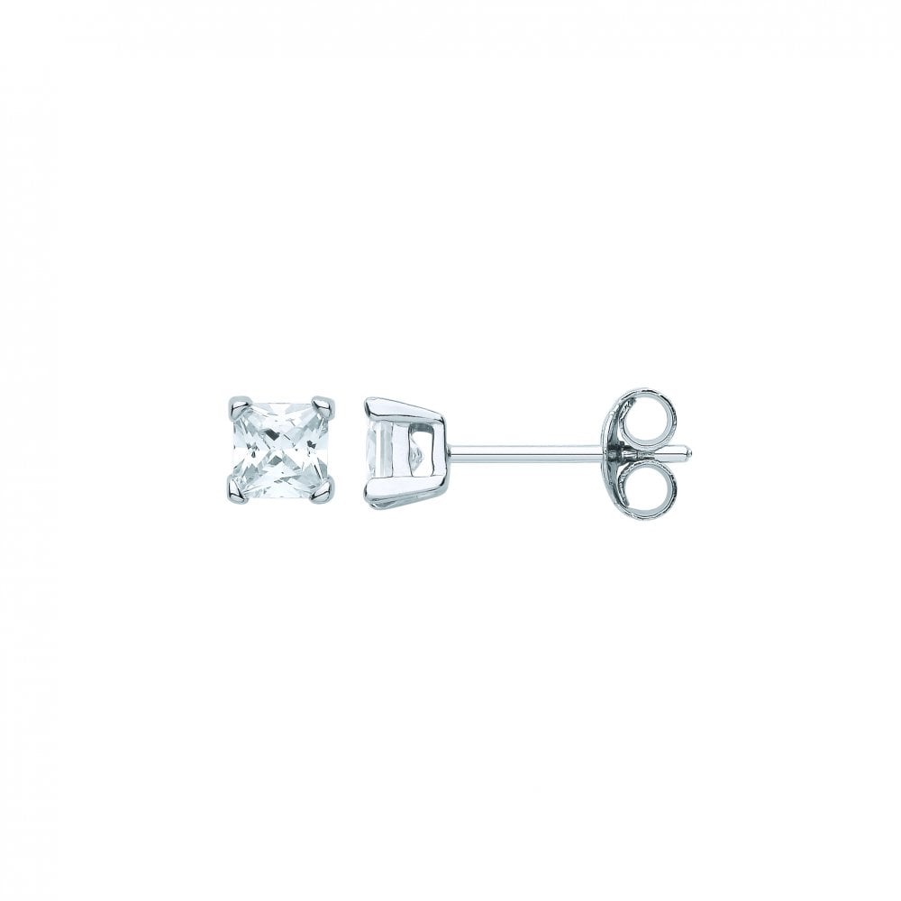 4mm Square 925 Sterling Silver Stud Earrings (Pack of 5)