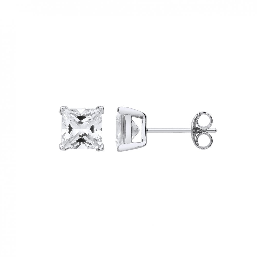 6mm Square 925 Sterling Silver Stud Earrings (Pack of 5)