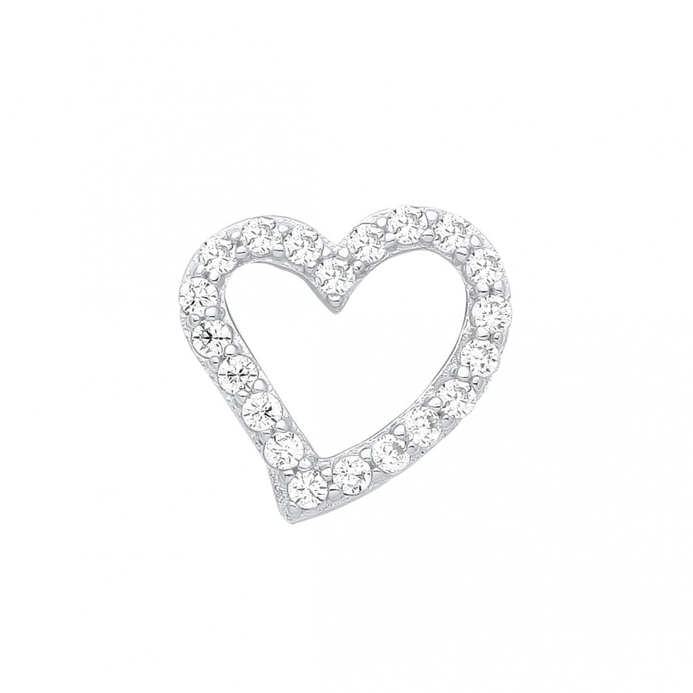 925 Sterling Silver CZ Clawset Heart Pendant