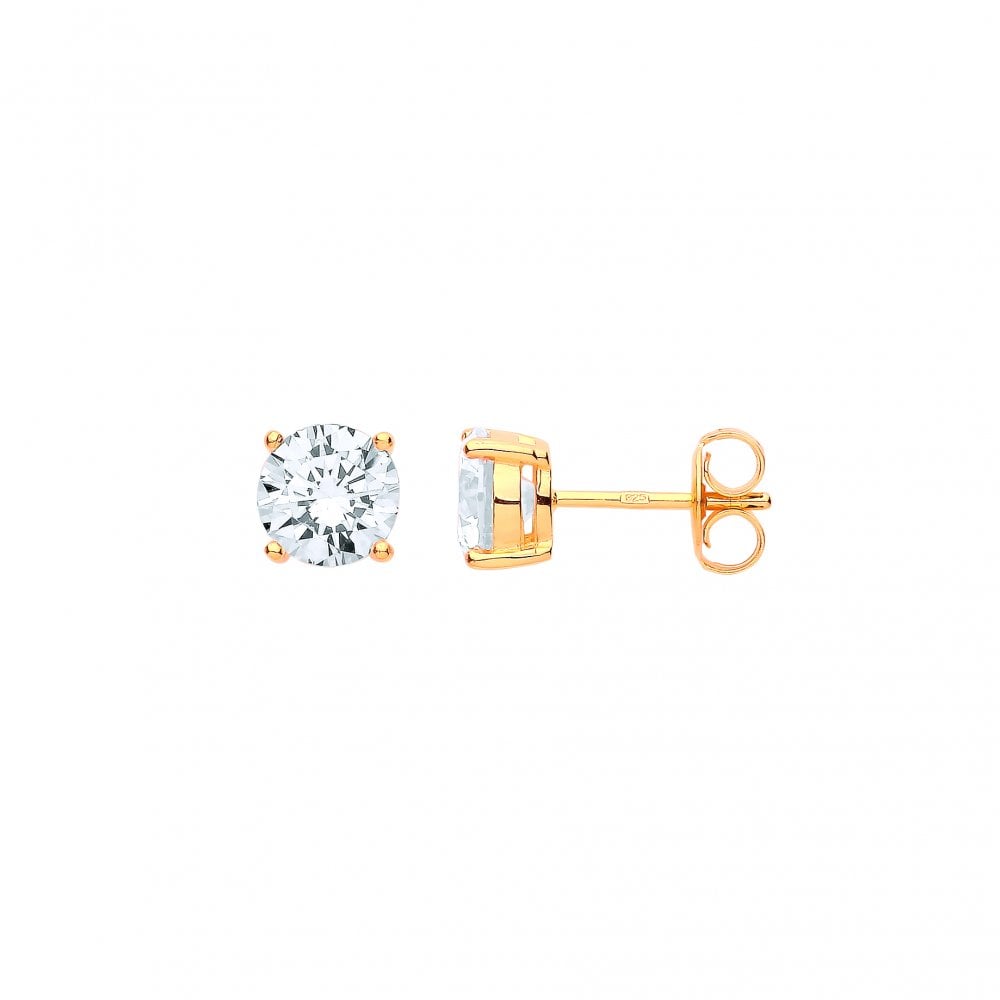 Silver Gold Plated 7mm Round 925 Sterling Stud Earrings