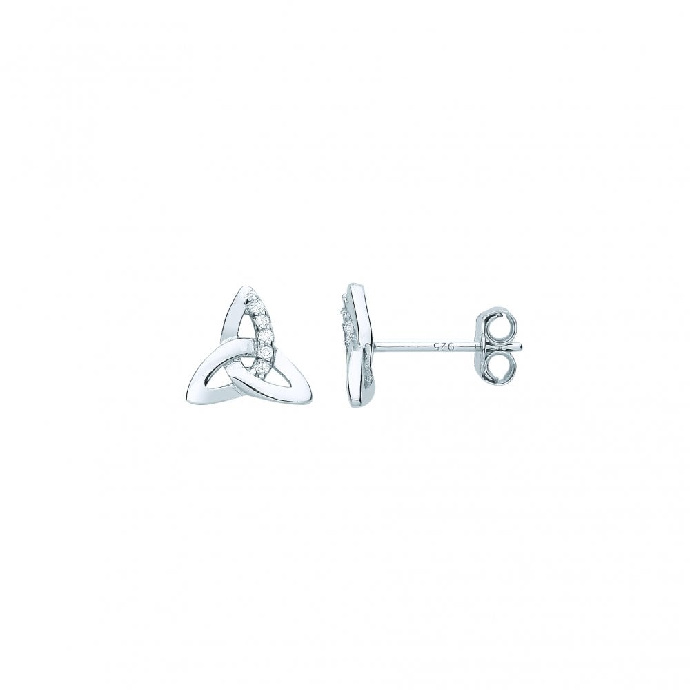 Silver CZ Trinity Knot Stud Earrings