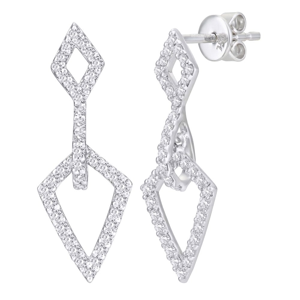 SPARKLD 18ct White Gold Diamond Drop Earrings