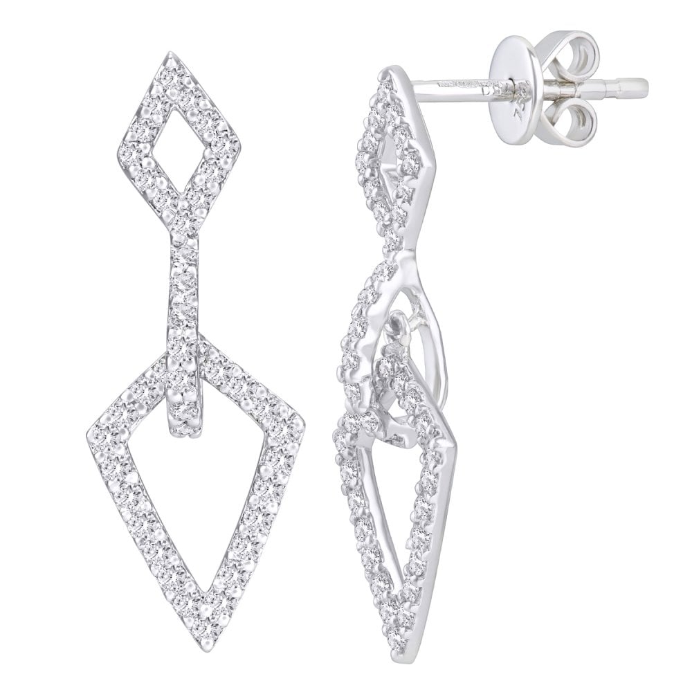 SPARKLD 18ct White Gold Diamond Drop Earrings