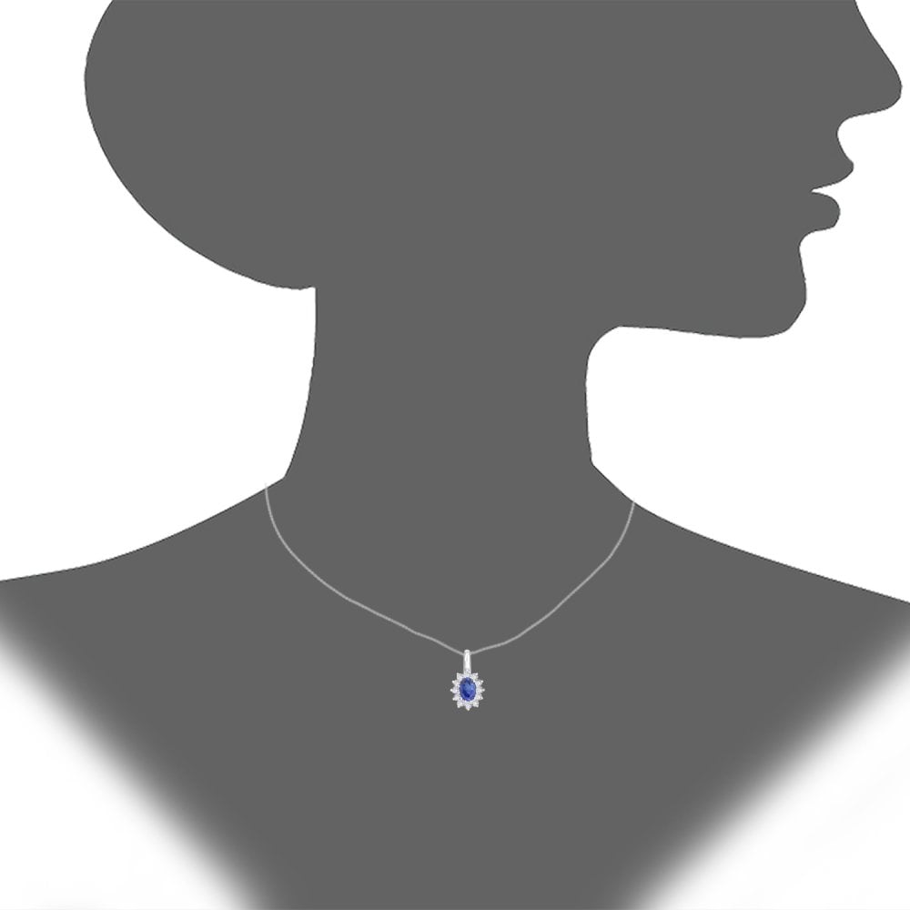 SPARKLD 18ct White Gold Sapphire and Diamond Cluster Pendant