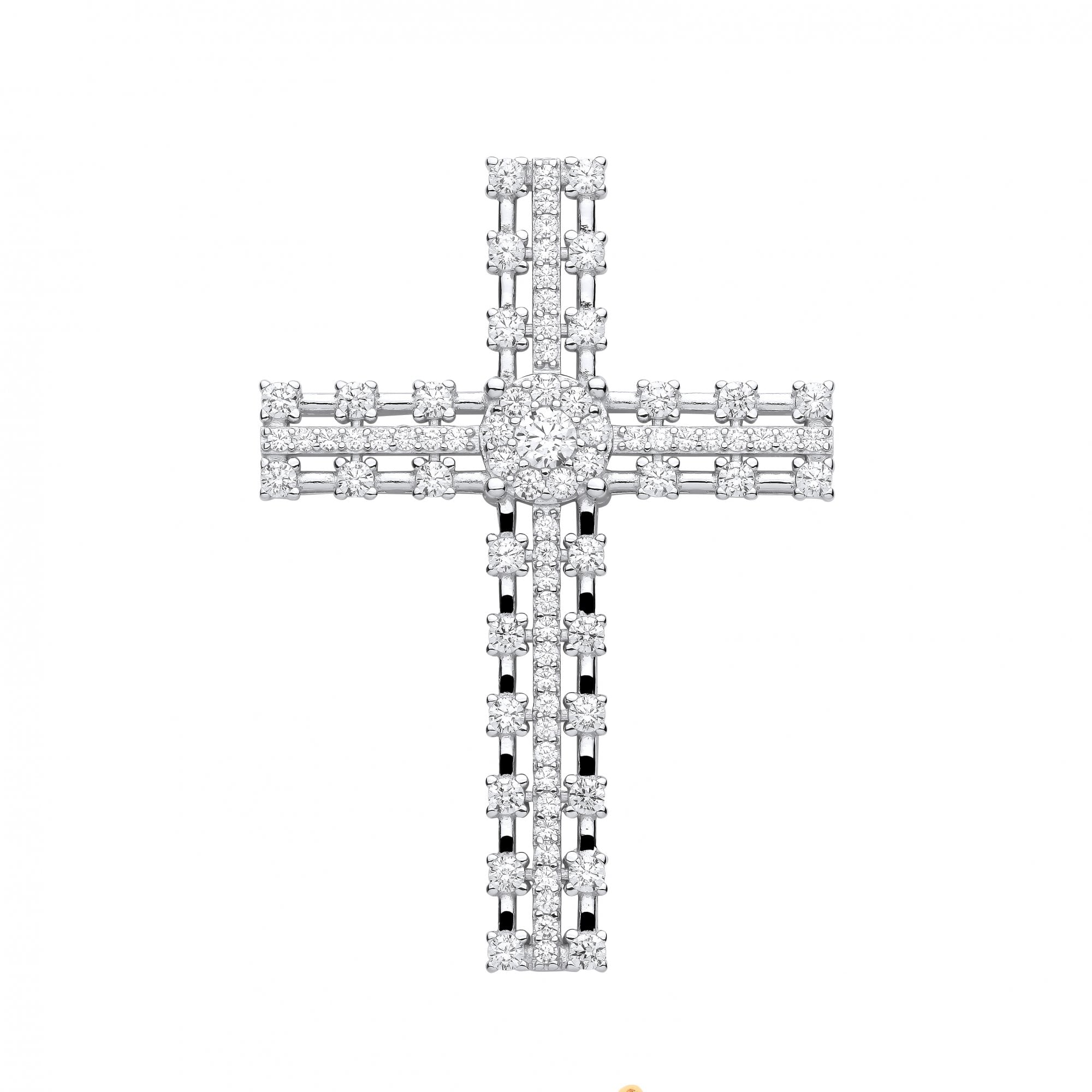 Silver CZ Fancy Cross Pendant