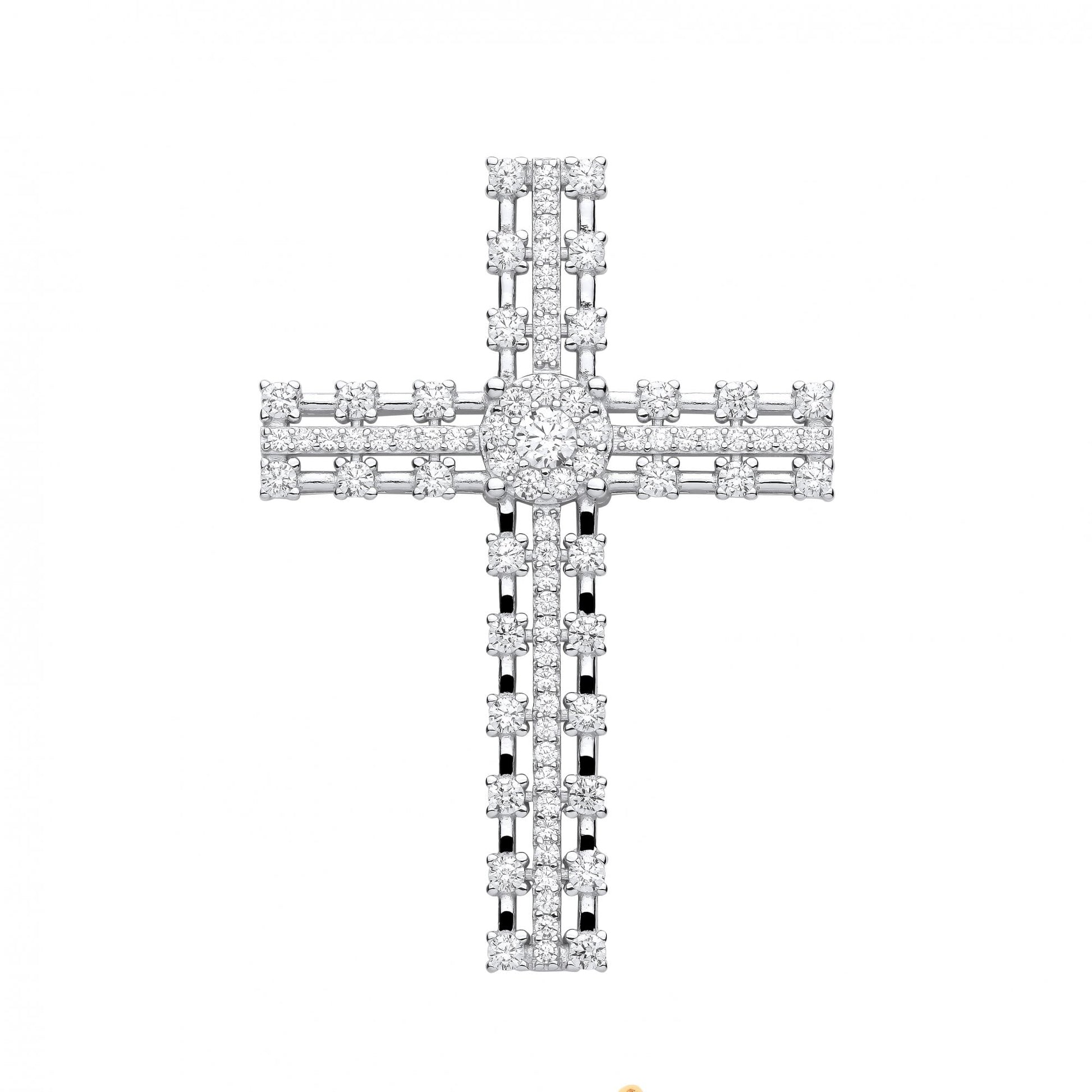 Silver CZ Fancy Cross Pendant