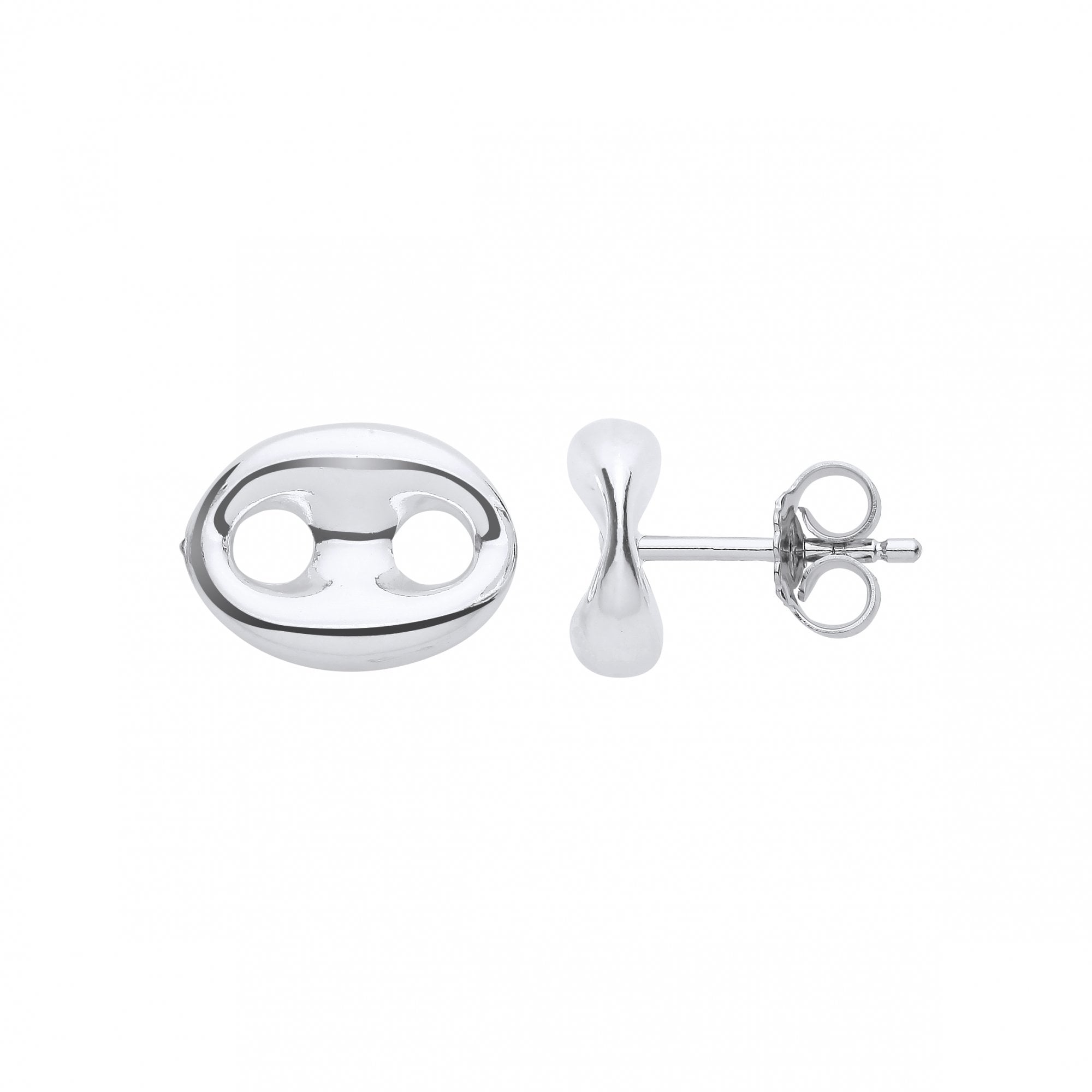 Silver Puffed Mariner Stud Earrings