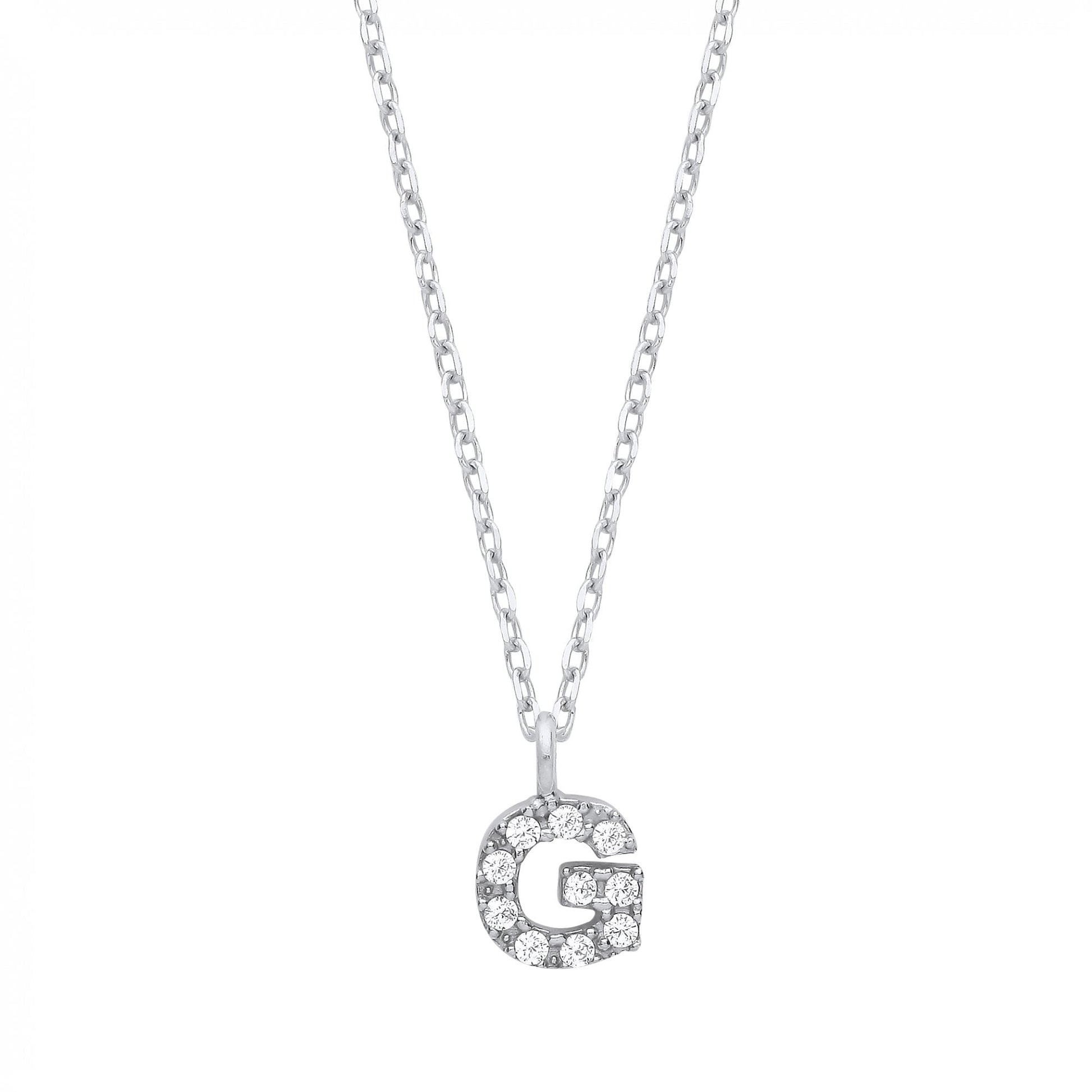 Silver CZ Initial 'H' Pendant With A Fine Belcher Chain