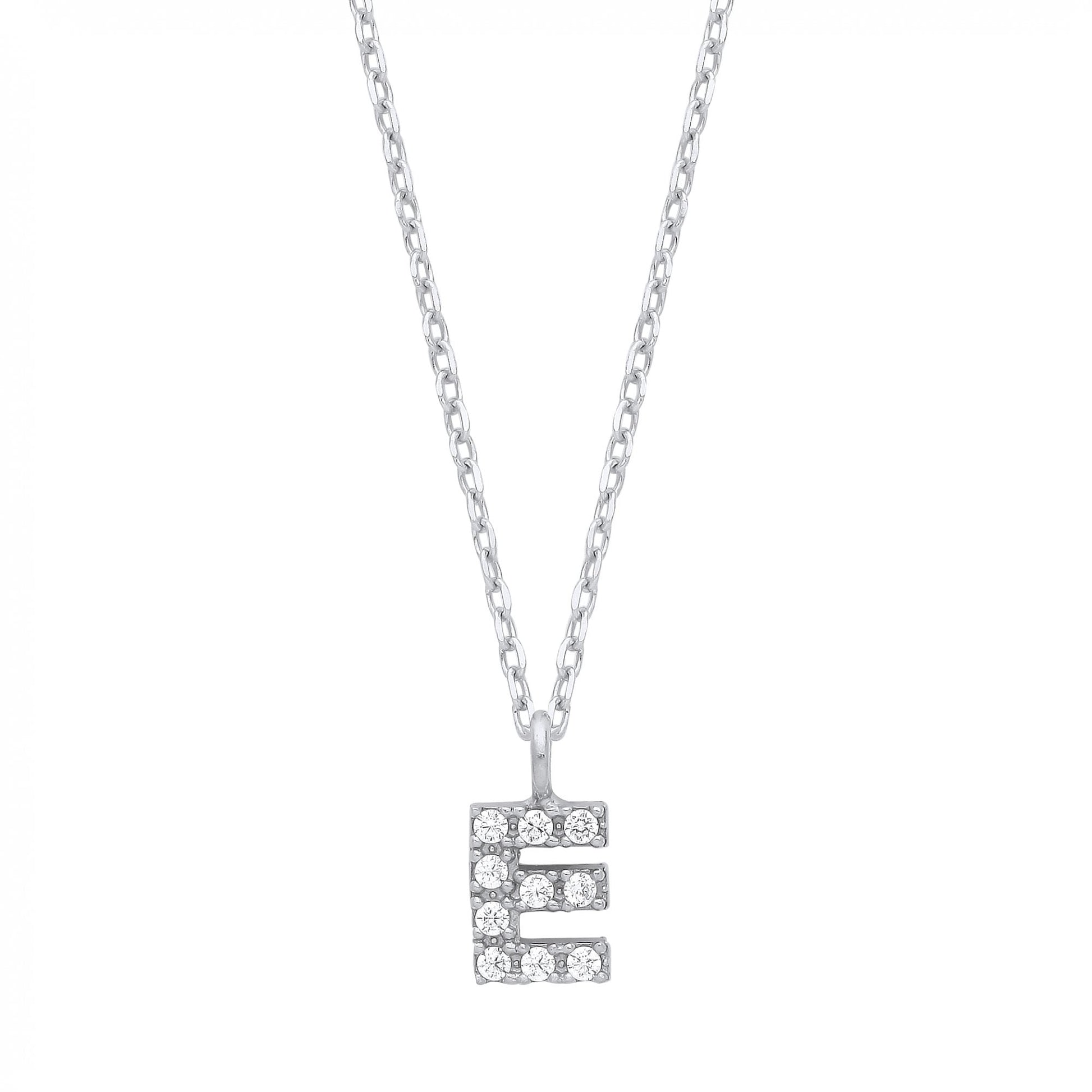 Silver CZ Initial 'C' Pendant With A Fine Belcher Chain