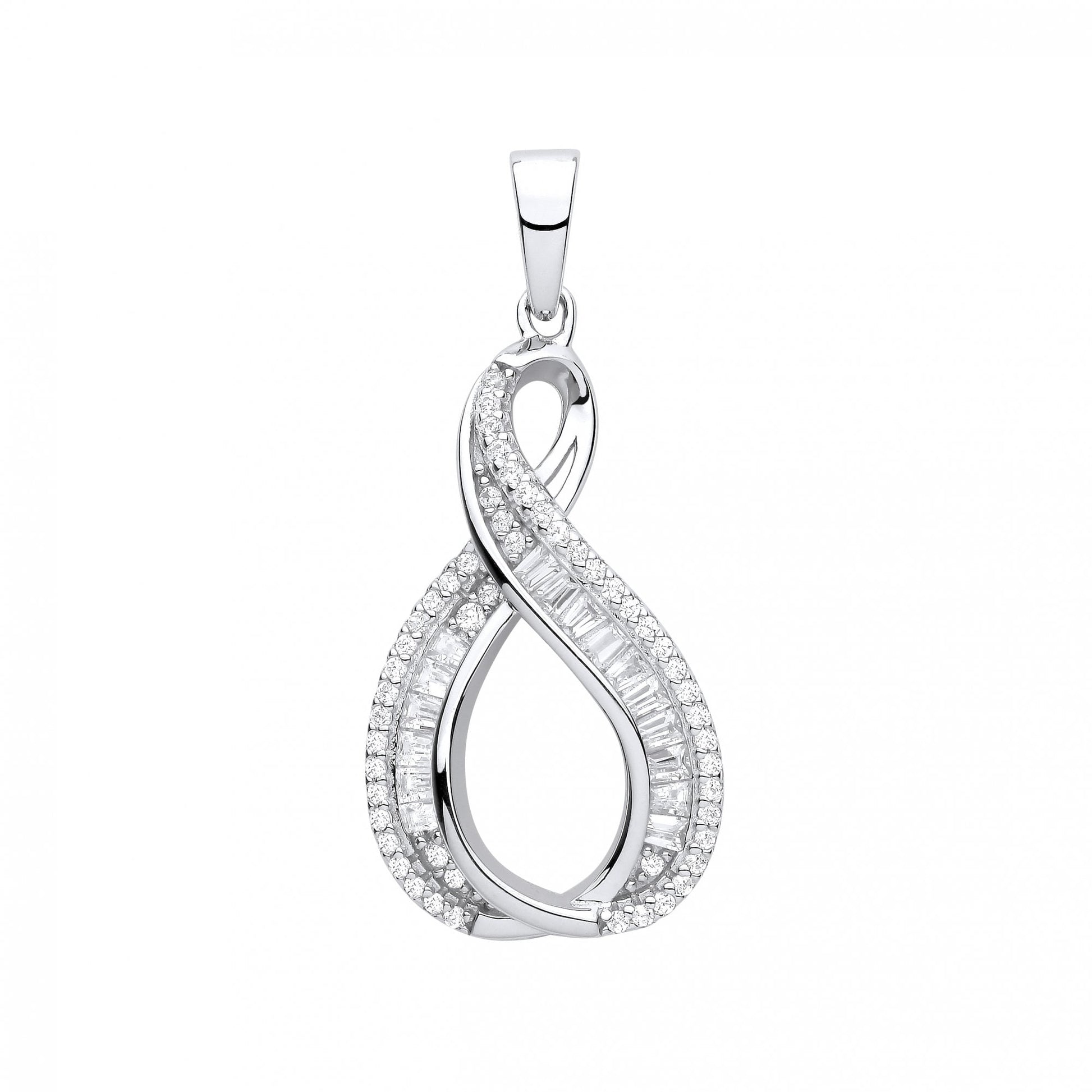Silver CZ Twist Fancy Pendant