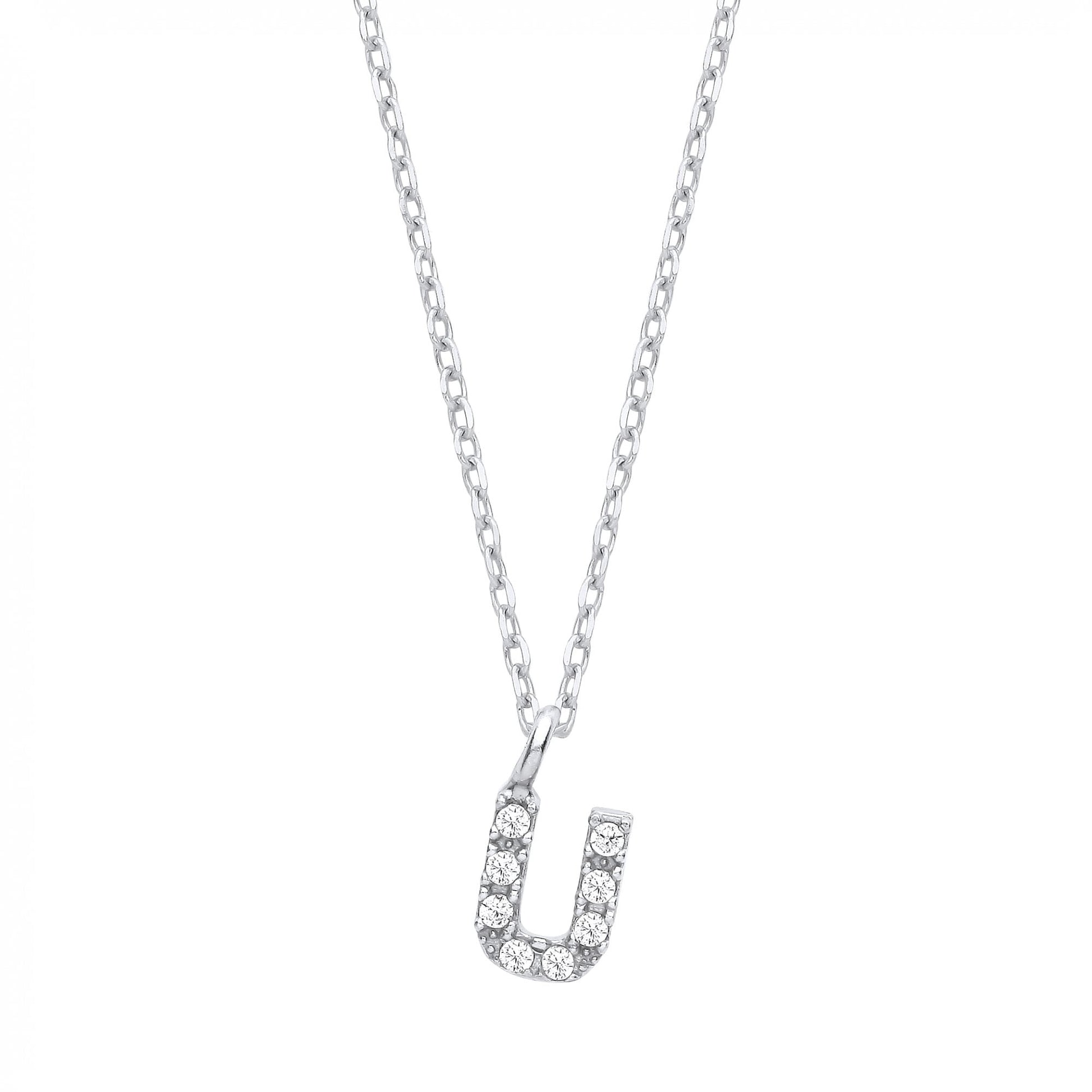 Silver CZ Initial 'Y' Pendant With A Fine Belcher Chain