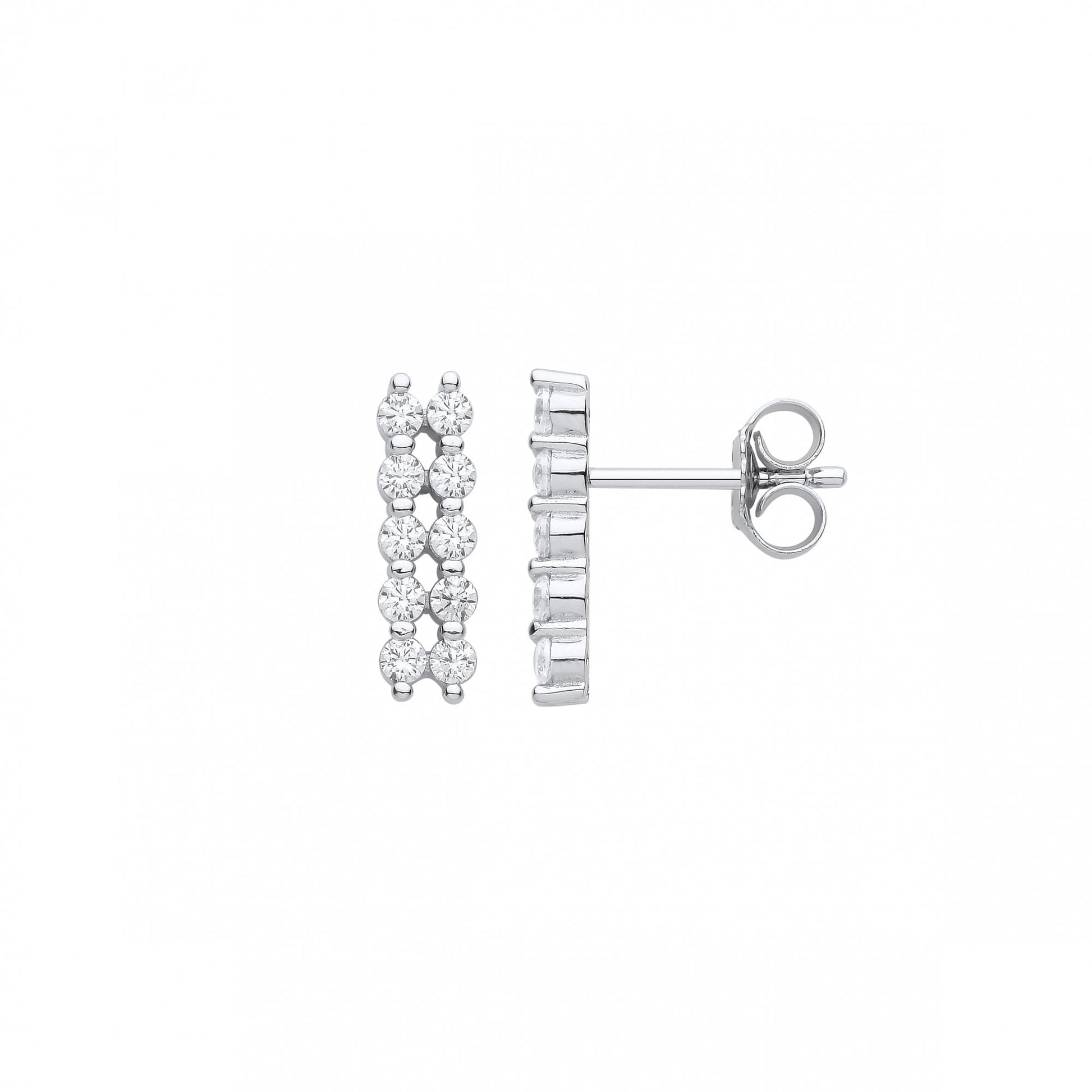 Silver CZ Fancy Stud Earrings
