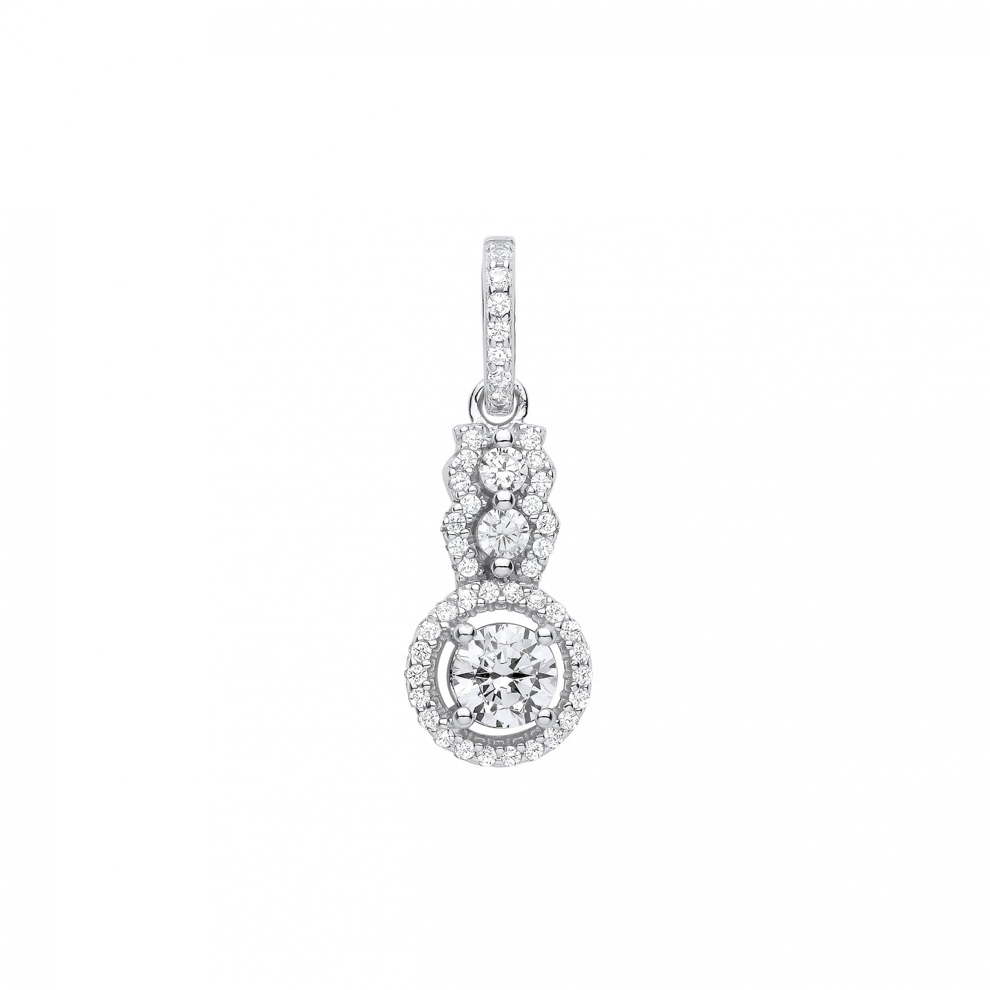 Silver CZ Fancy Drop Pendant