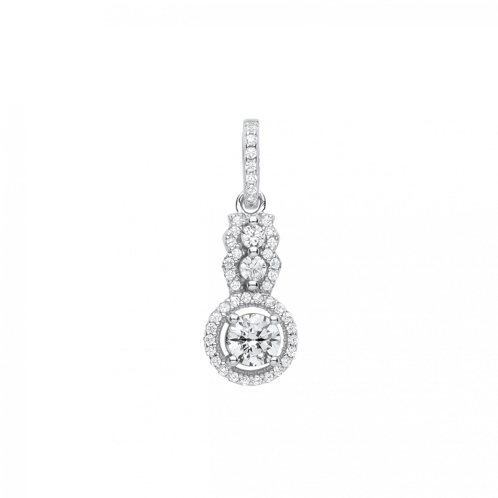 Silver CZ Fancy Drop Pendant