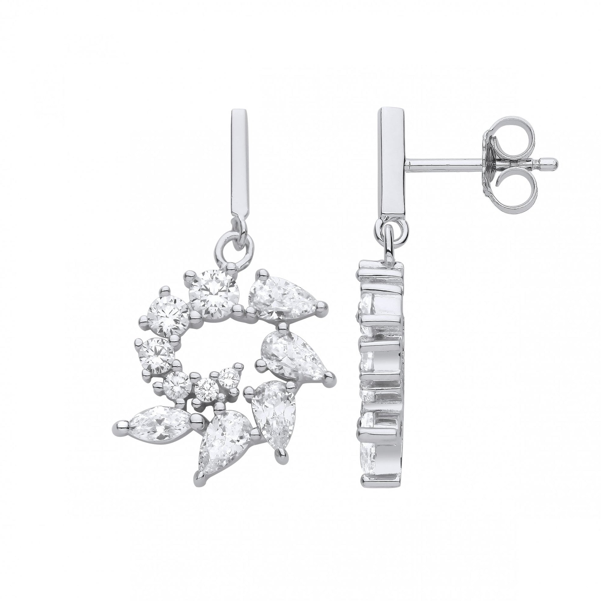 Silver CZ Fancy Drop Earrings