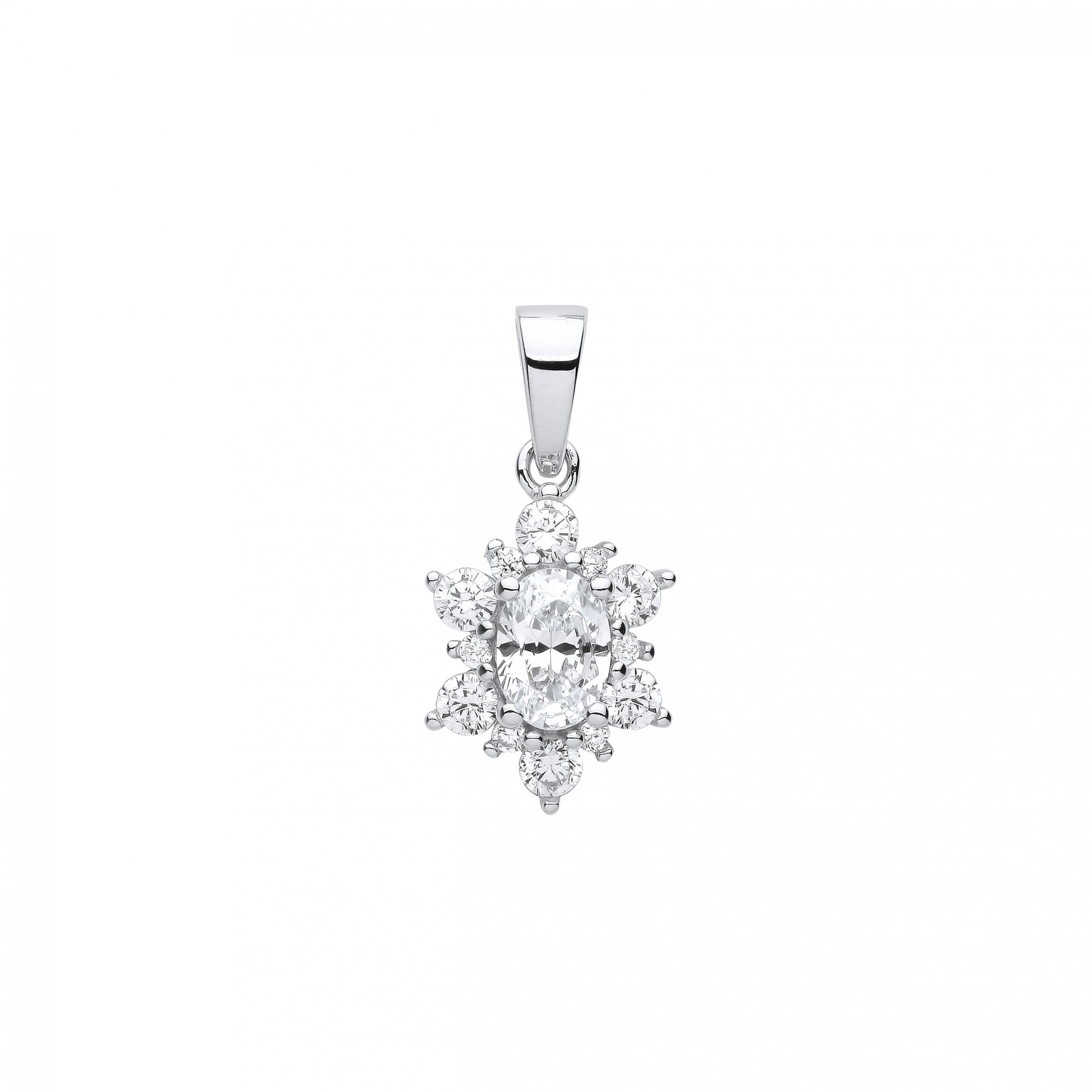 Silver CZ Cluster Pendant