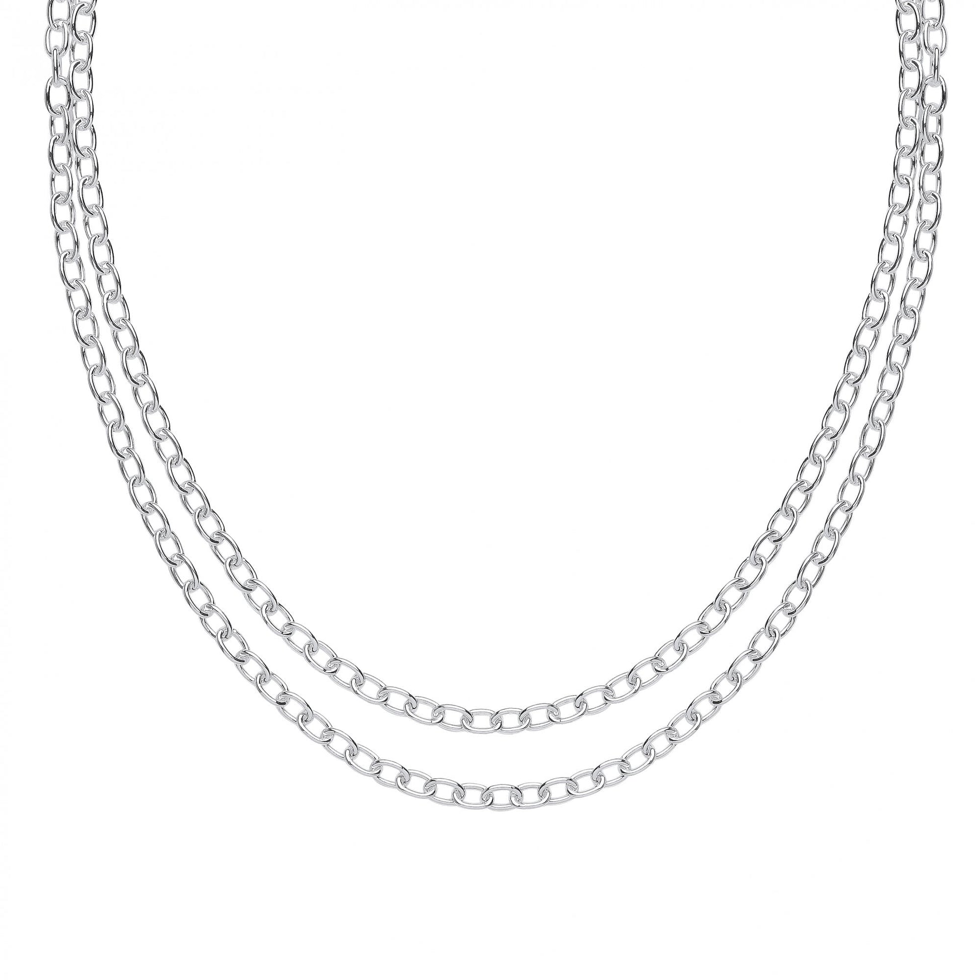 Silver Double Cable Link Chain With Extension