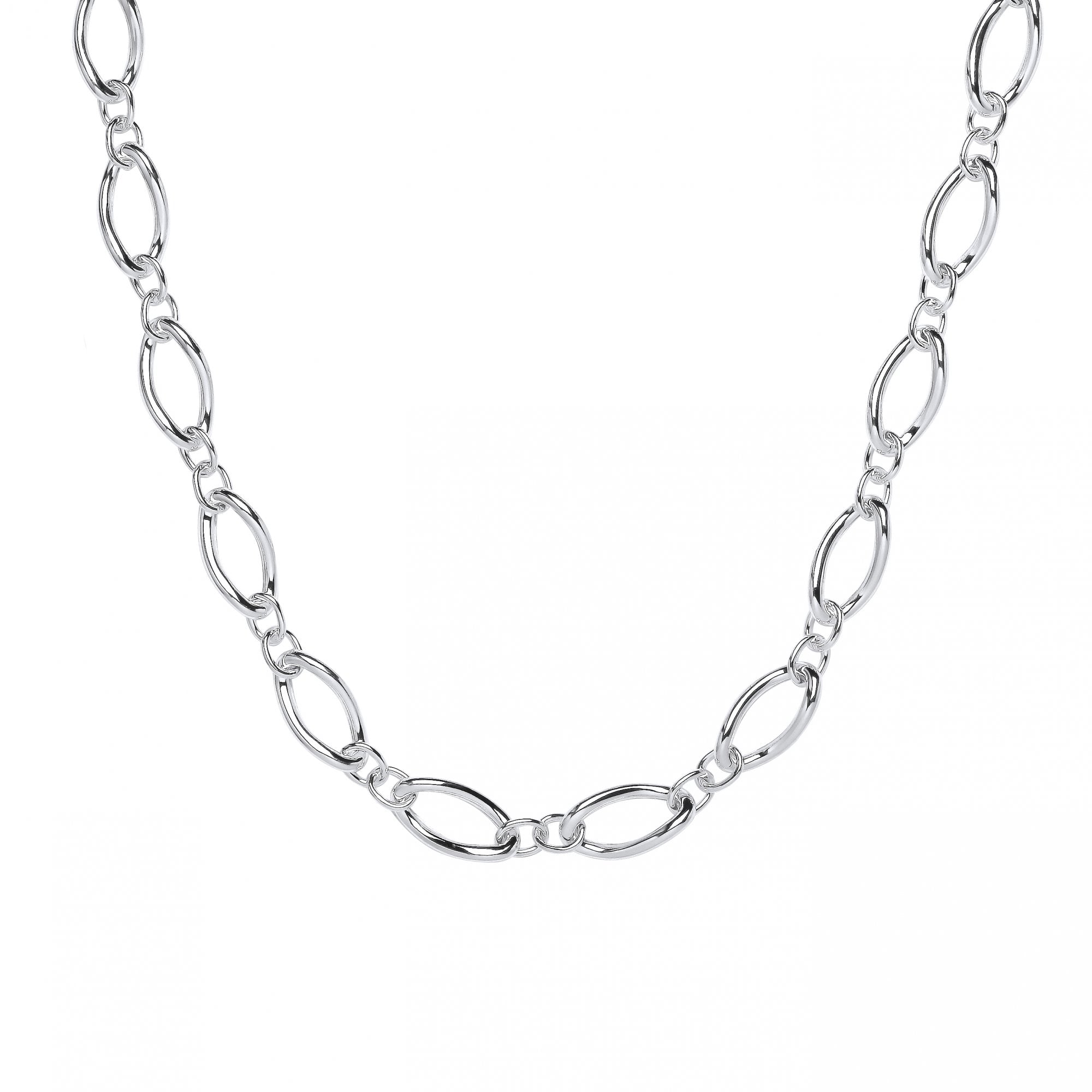 Silver Fancy Chunky Link Necklace (18" + Extension)