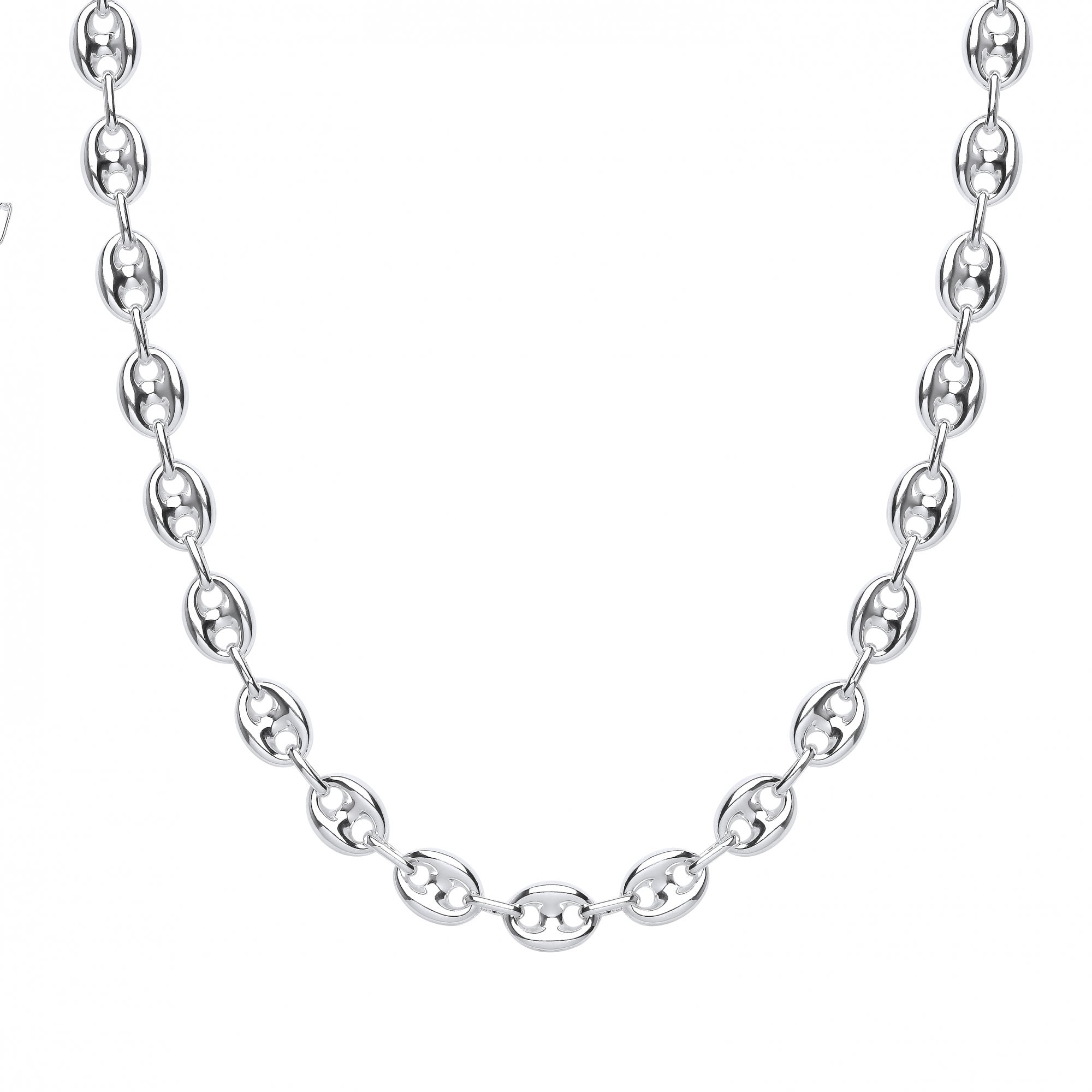 Silver Puffed Mariner Link 18" Necklace (+ Extension)