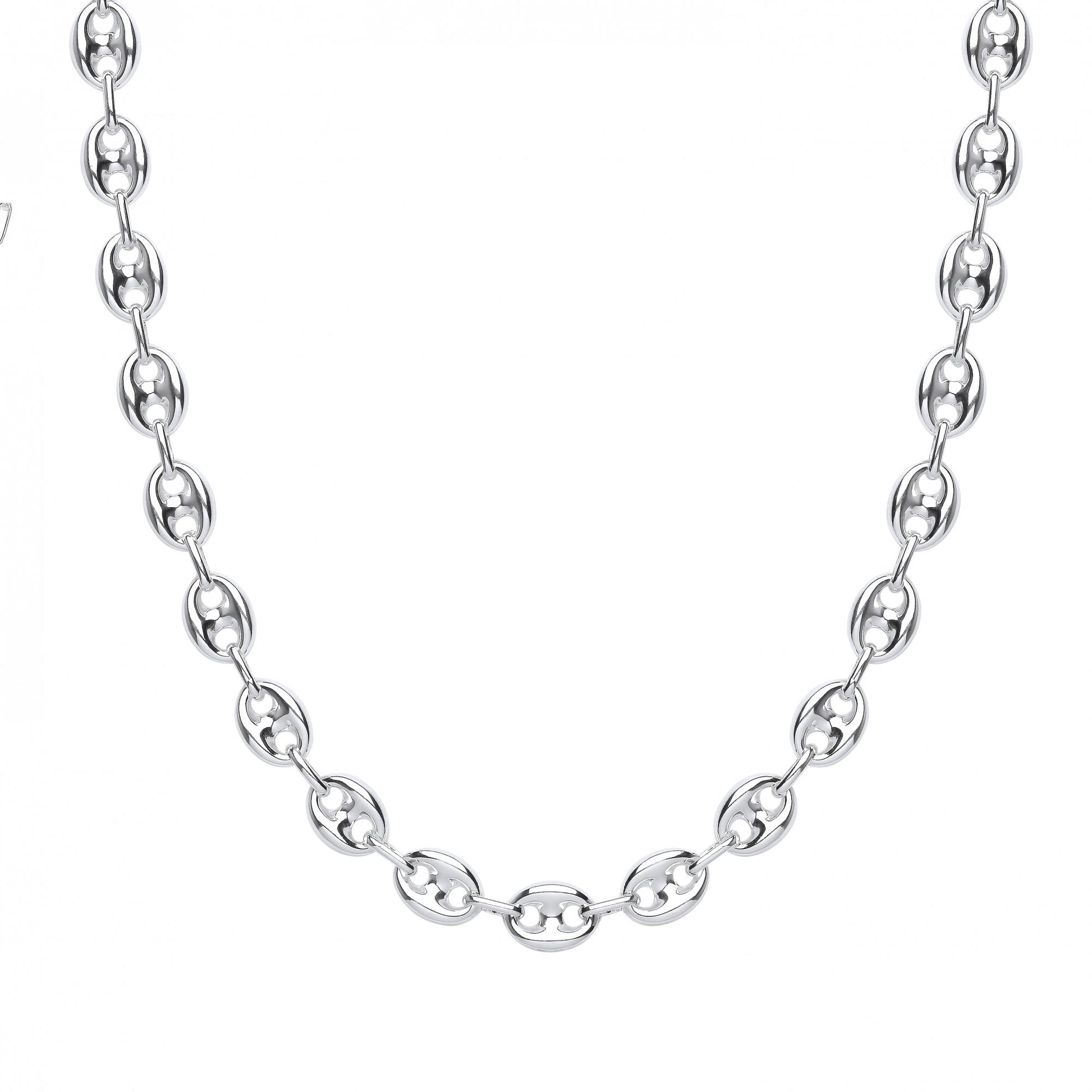 Silver Puffed Mariner Link 18" Necklace (+ Extension)