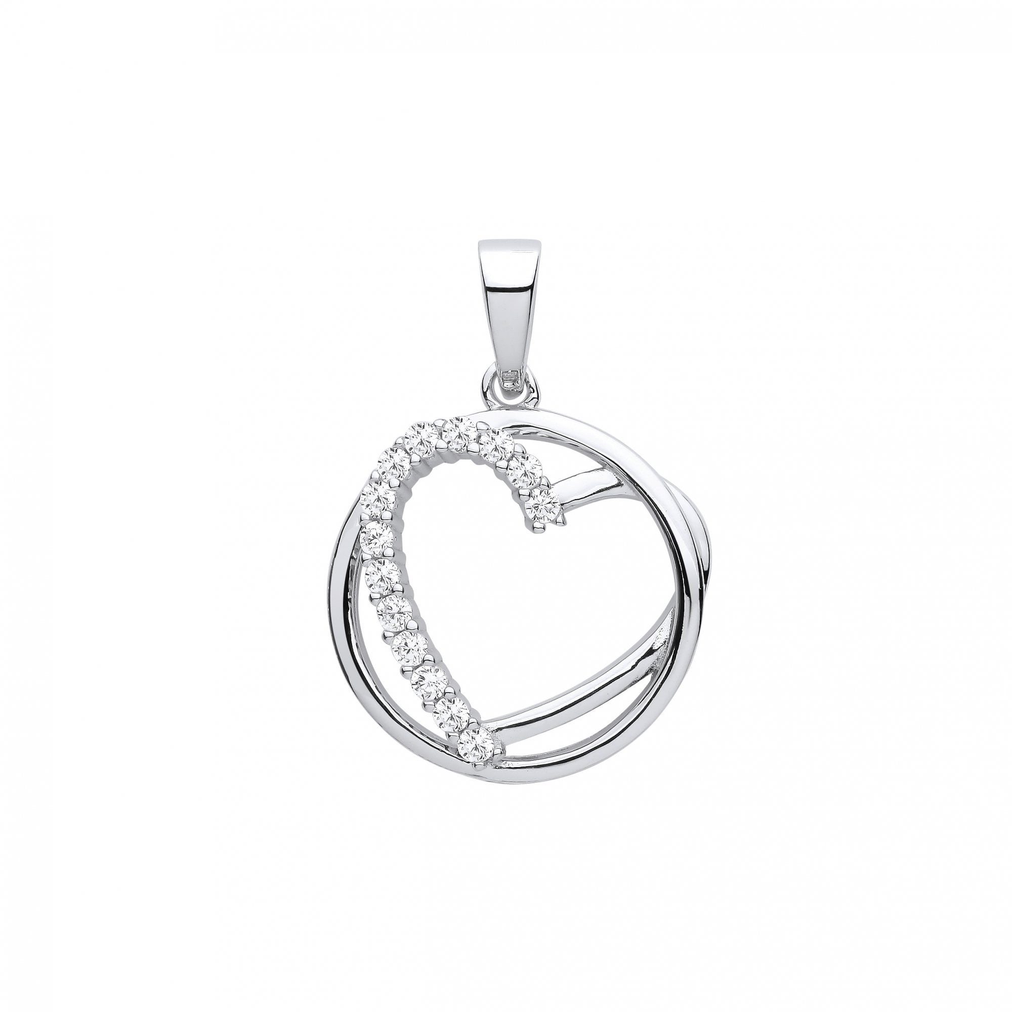 Silver CZ Fancy Heart Pendant